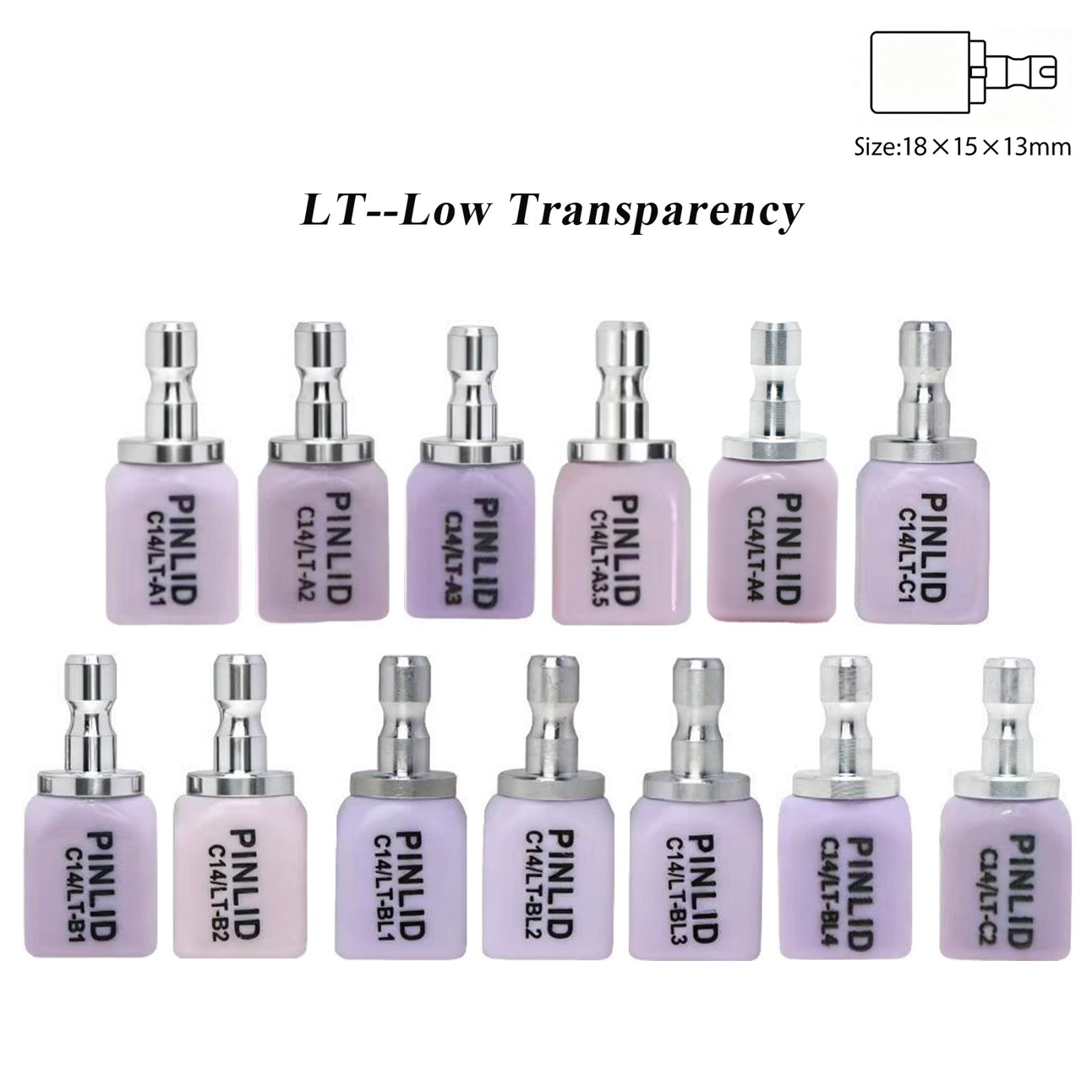 US 5PCS C14 LT Dental Glass Ceramic Lithium Disilicate Blocks Emax CAD/CAM