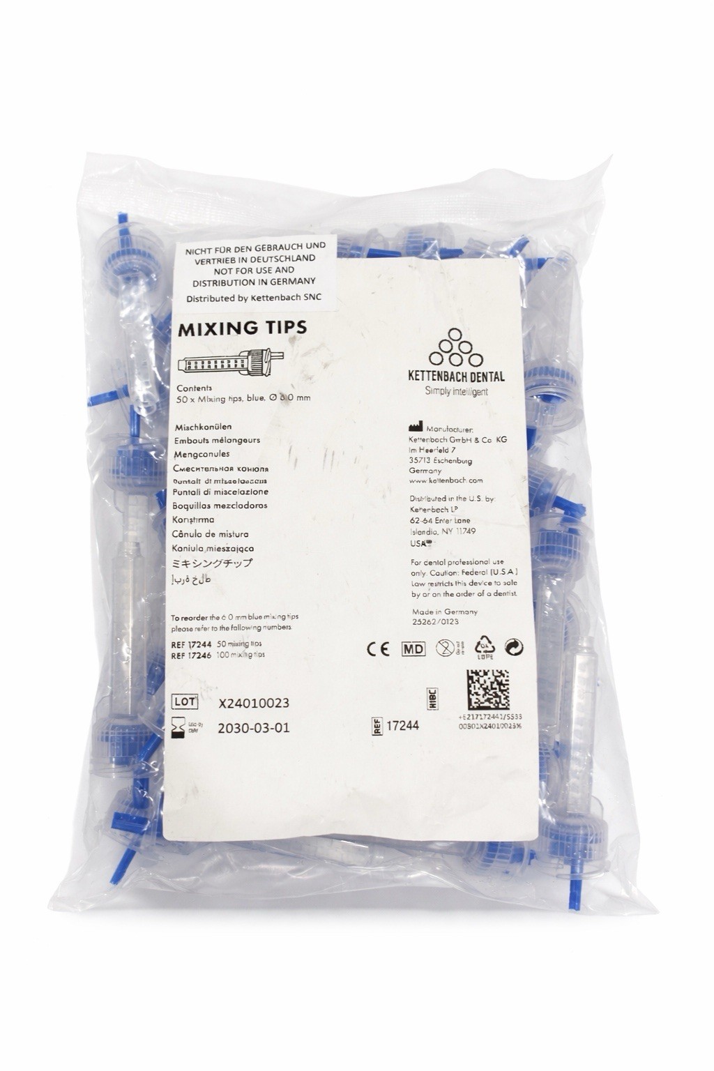 50 Pcs KETTENBACH Blue Mixing Tip 6.0 mm – Can use with New Genie & Panasil