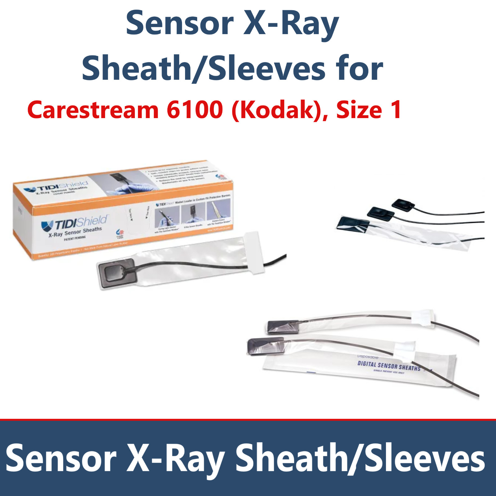 Dental Digital X-Ray Sensor Sleeve Sensor Carestream 6100 Kodak Size 1 500/Bx