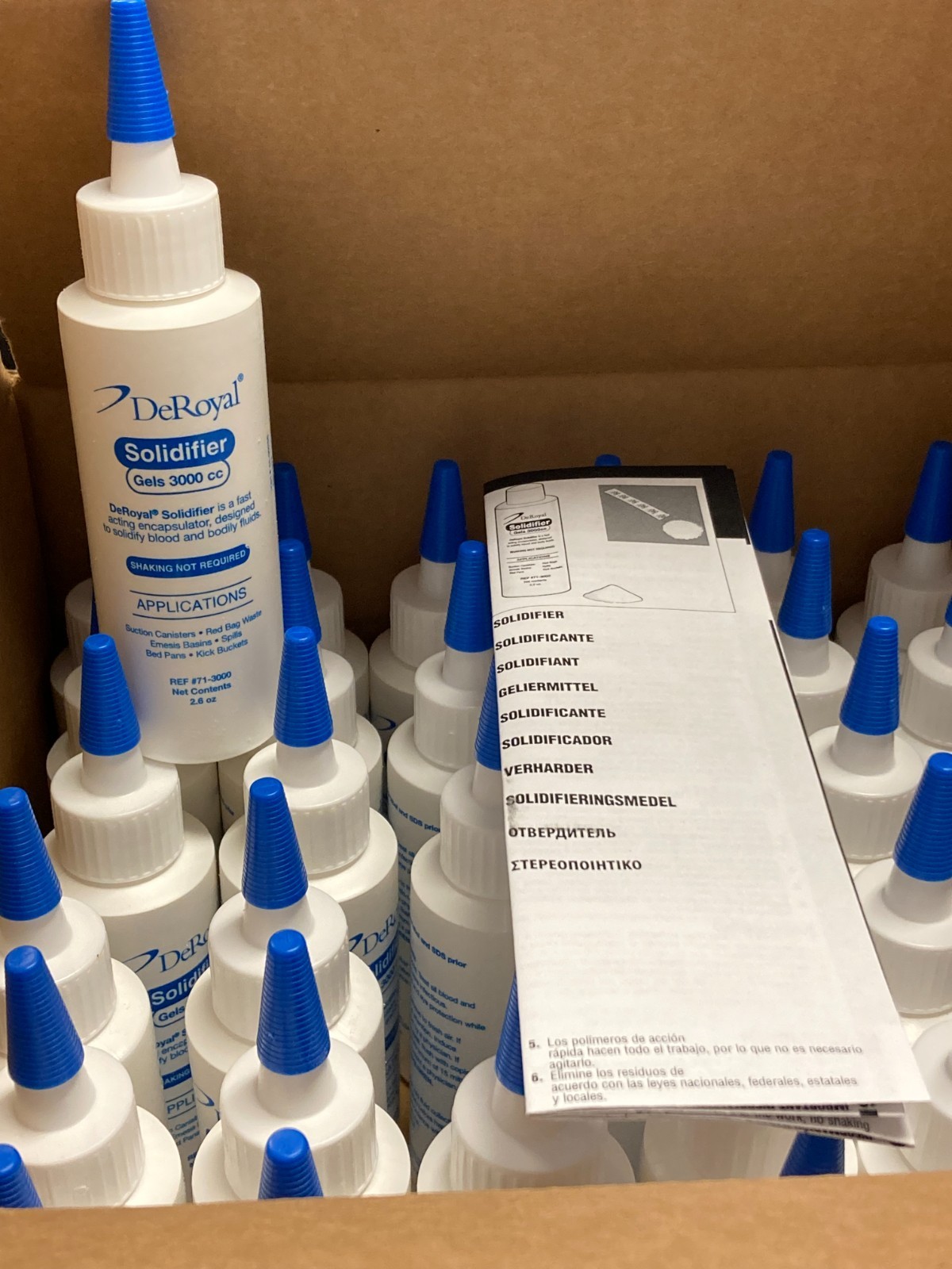 DeRoyal Solidifier Gels 3000 cc, 2.6 oz, 36 Bottles, Non-sterile, BY: 2027/02/13