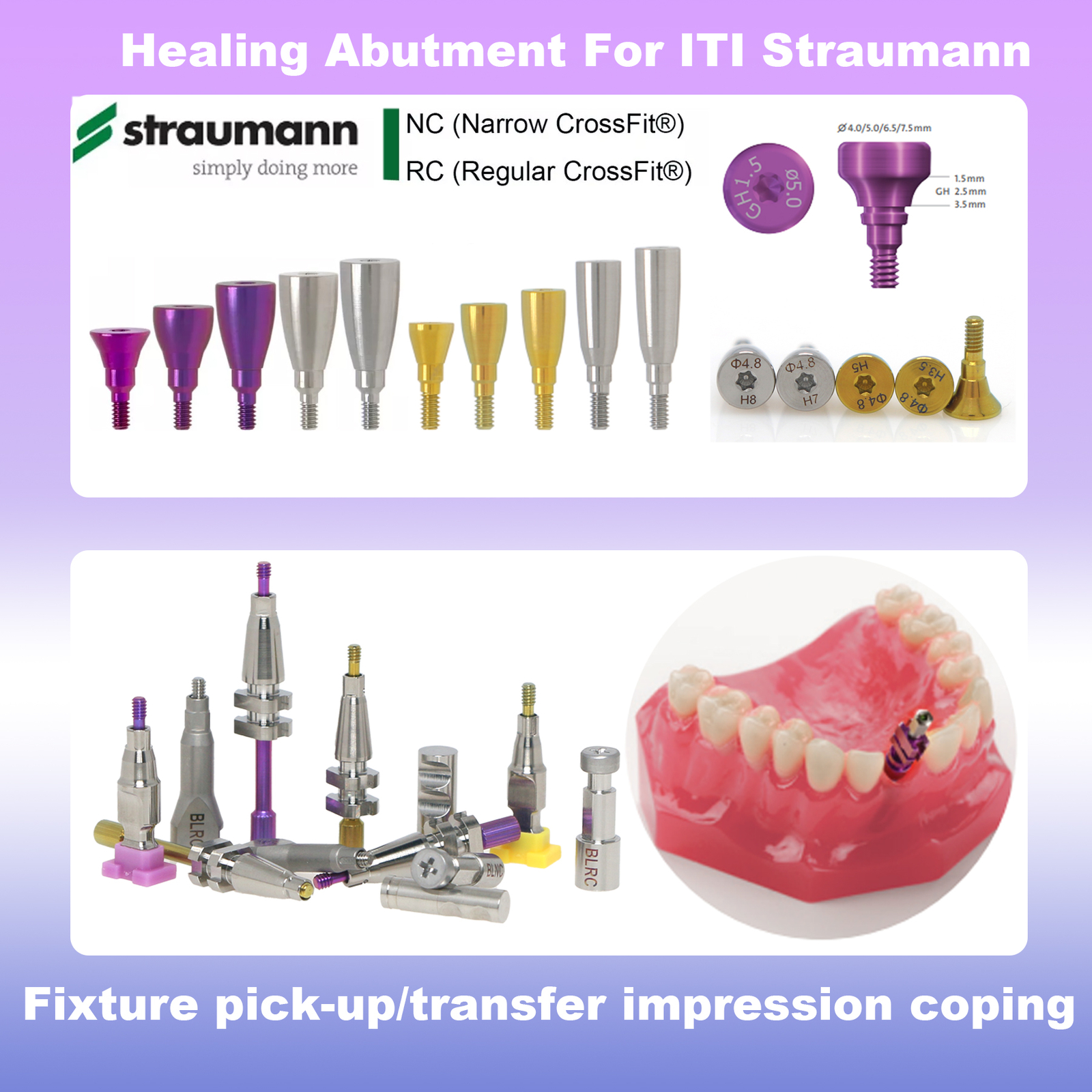 US Fit Straumann BLT N/RC Healing Abutment Scan Body Transfer Analog Open/Closed