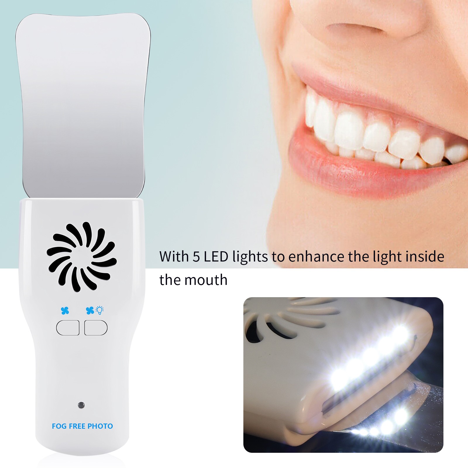 Dental Occlusal Mirror Fog Free LED Intra Oral Photo System 4 Mirrors Defogging