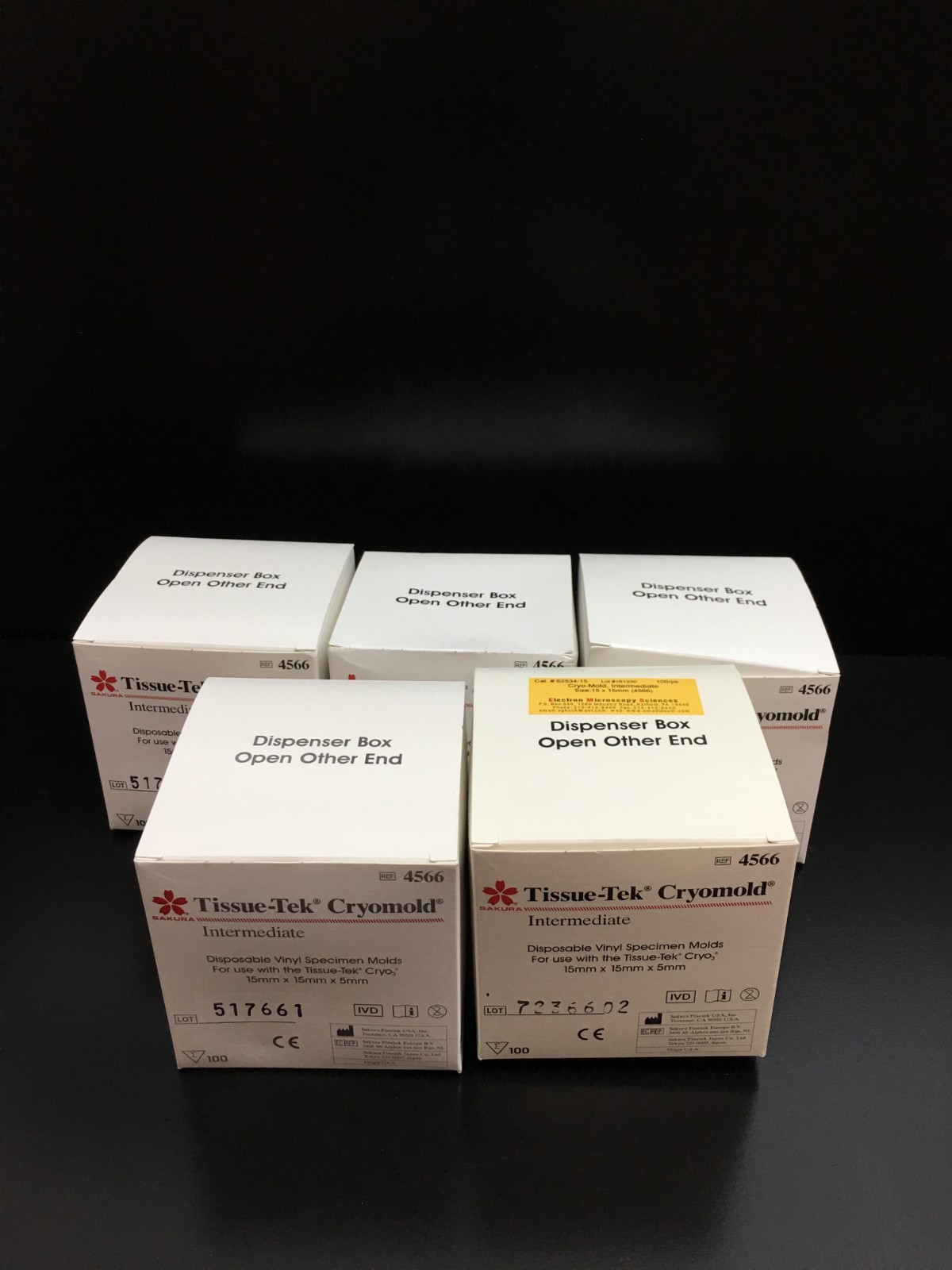 SAKURA REF 4566 Tissue-Tek Cryomold Intermediate 15 x 15 x 5mm Lot 5 PKS