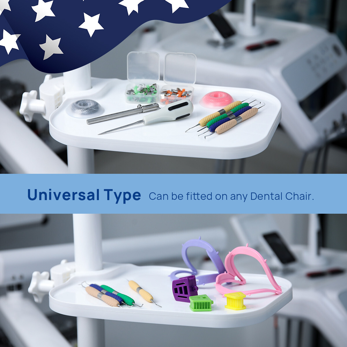 Dental Universal Utility Plastic Post Mounted Tray Table for Dental Chair Unit