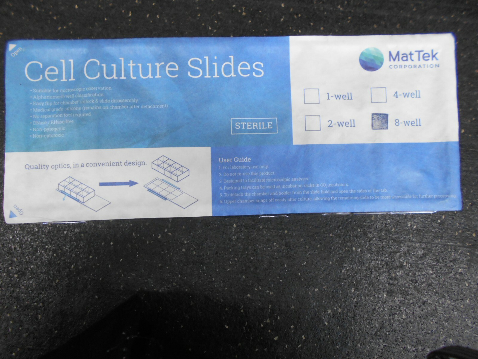 MATTEK CCS 8 STERILE 8 WELL CELL CULTURE SLIDES BOX OF 6