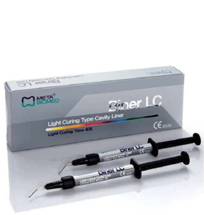 Dental BINER LC Light Curing Type Cavity Liner 2 x 2gm Syringe Pack by META