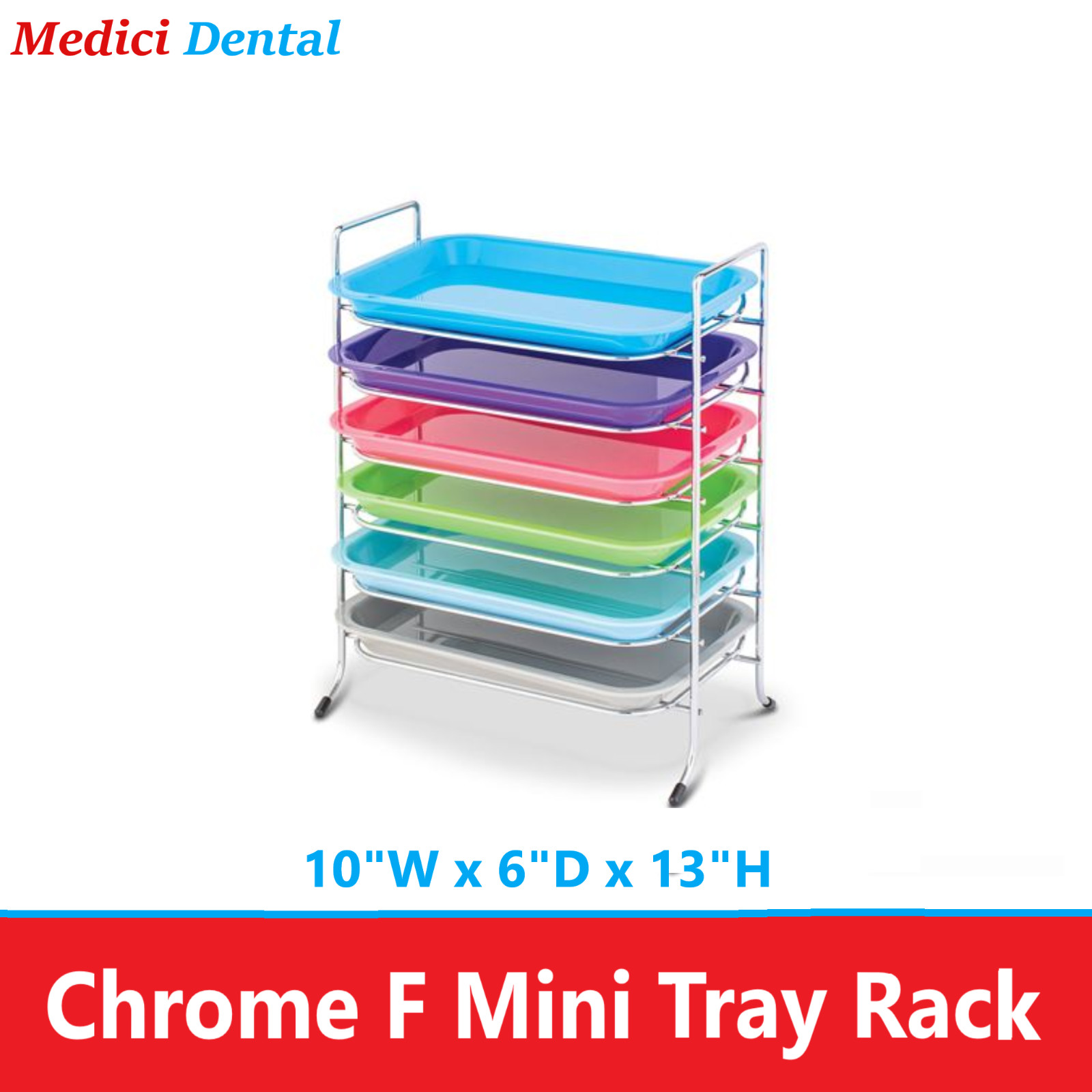 Dental Medical Chromed Steel Instrument Tray Rack for Size F” Mini Tray Rack