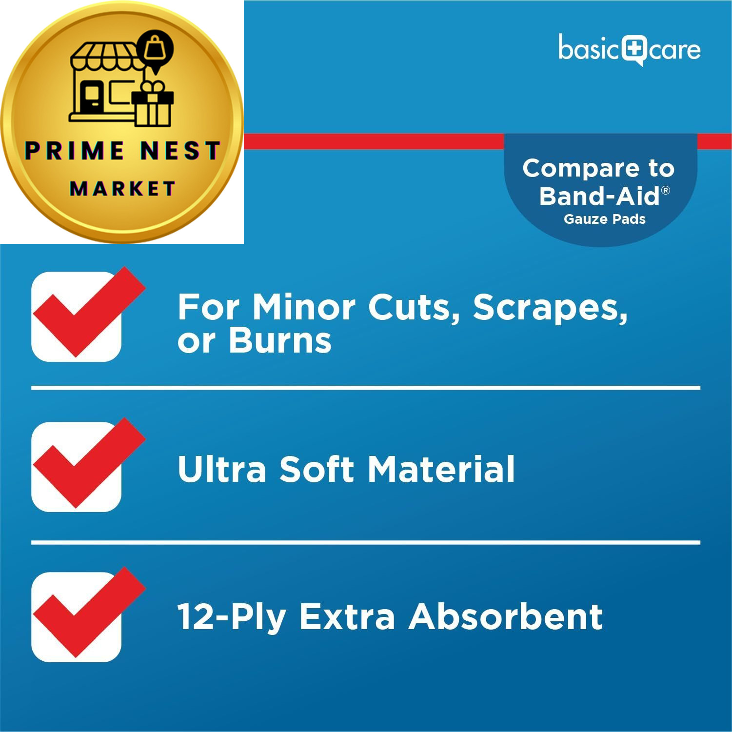 Amazon Basic Care Gauze Pads, 4×4″ Sterile 4×4 Inch (Pack of 1), White