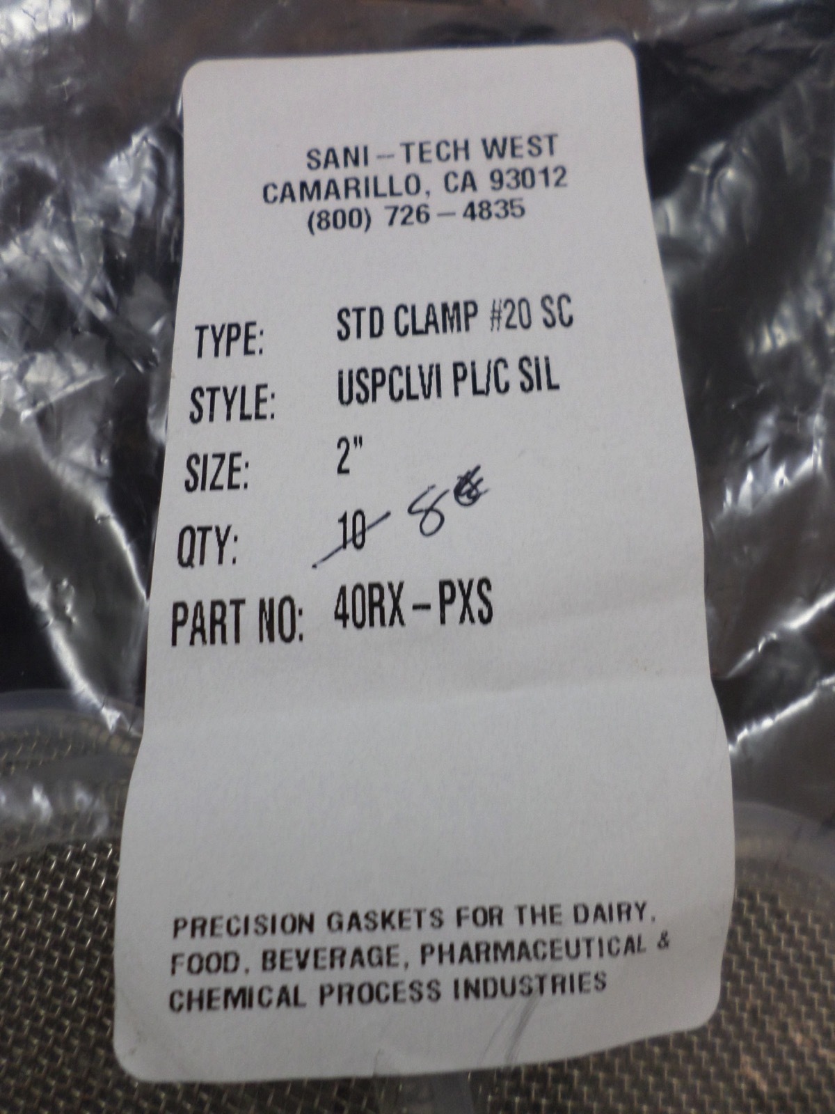 Newman 2” Sanitary STD Clamp Platinum Silicone Gasket w/ #20 Stainless Screen