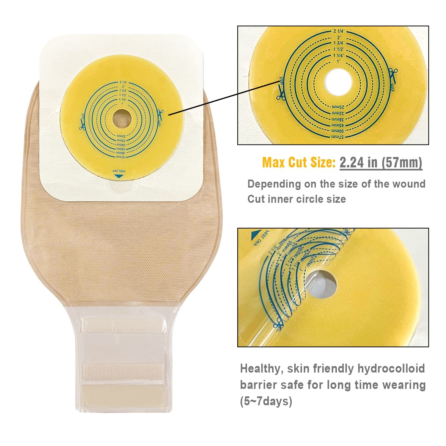 Carbou 21 PCS Ostomy Supplies Colostomy Bags Two Piece 12 Inch (Pack of 21)