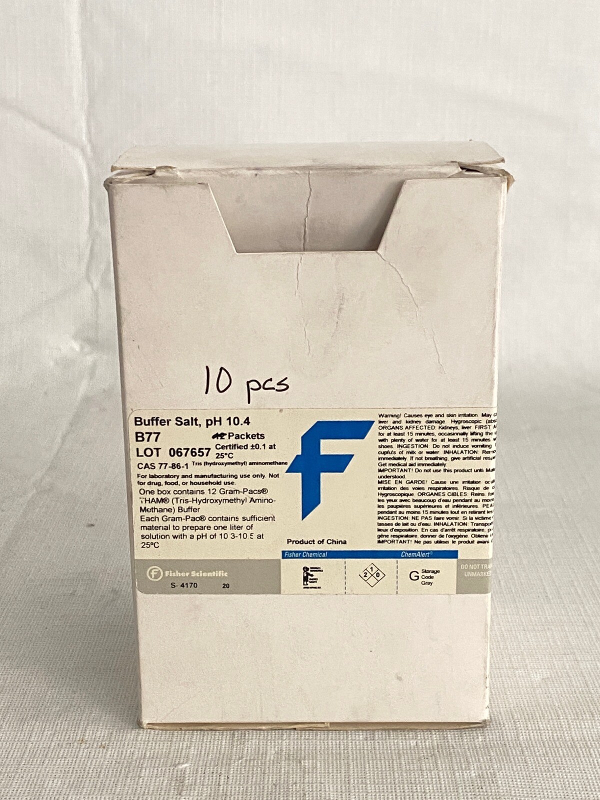 (10 Packets) FISHER SCIENTIFIC Buffer Salt pH 10.4 B77 Ready-to-Mix Packets
