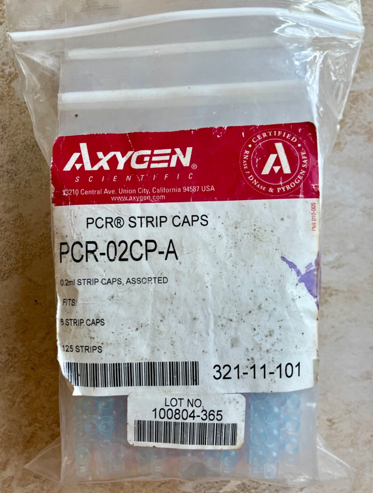 Axygen PCR 1 x 8 Strip Domed Caps, Fit 0.2 mL PCR Tube Strips (125 Strips)