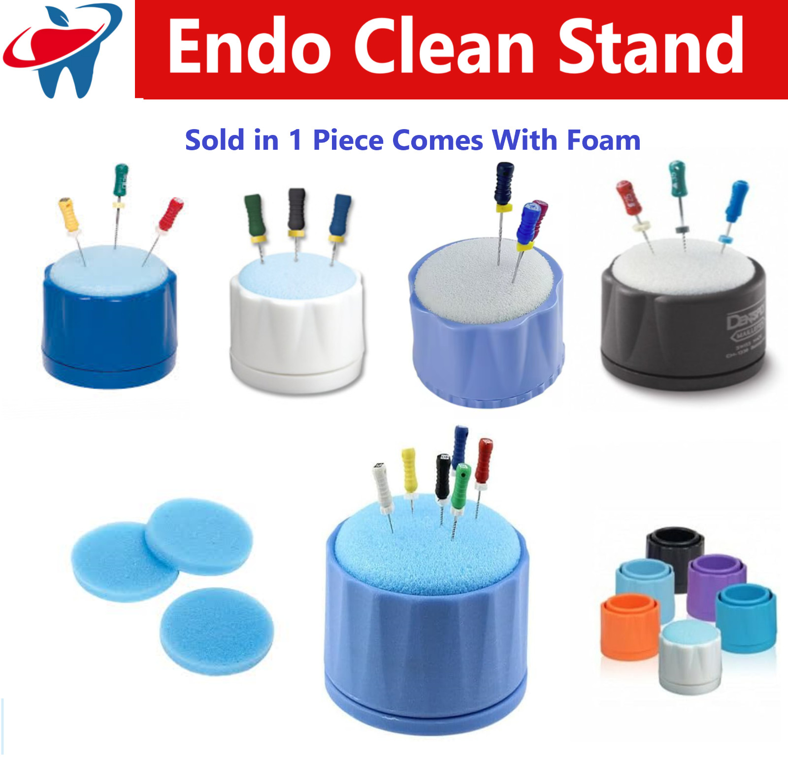 Dental Round Endo Clean Stand Cleaning Foam Sponge File Holder comes with Foam