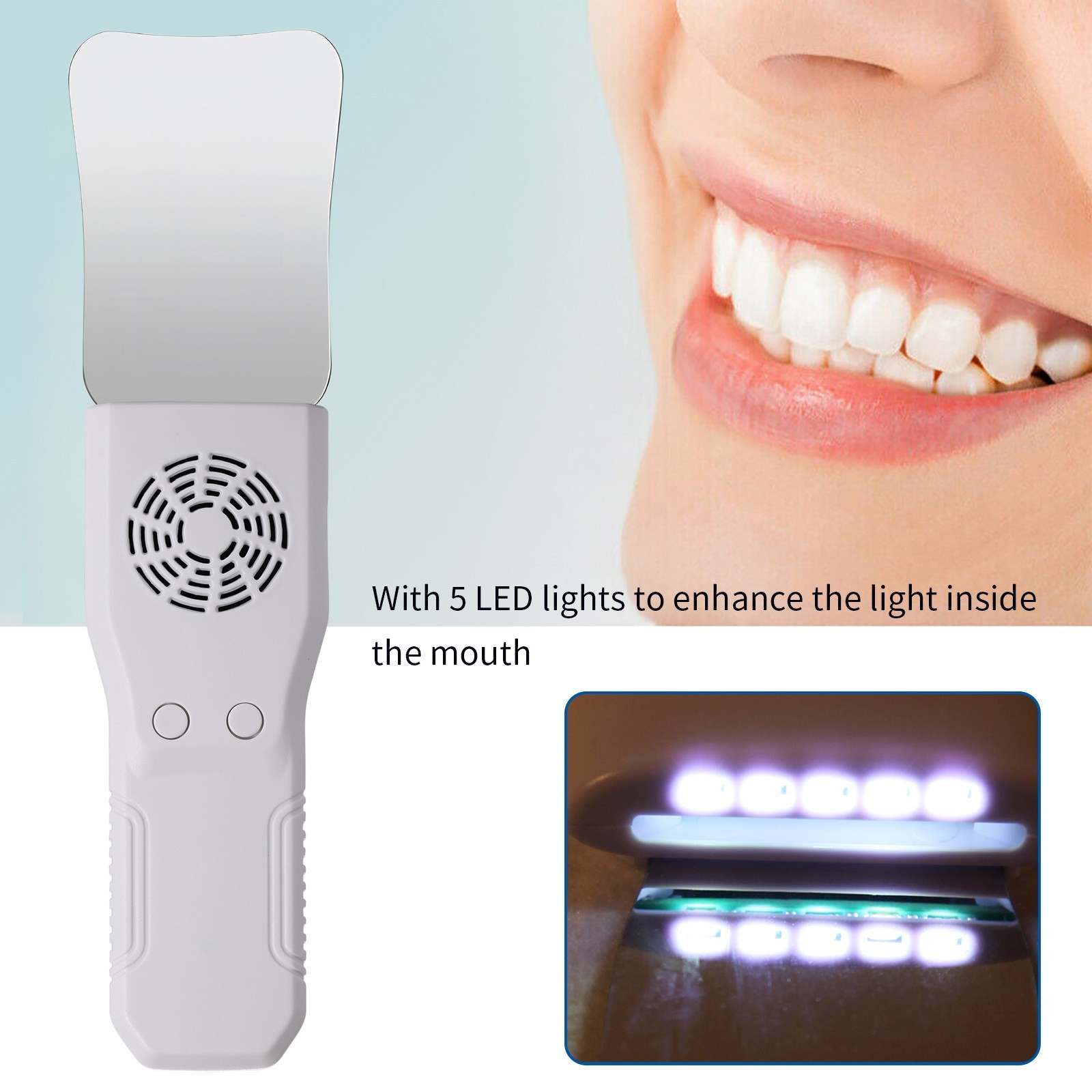 Dental Occlusal Mirror Fog Free Photo 5 LED Lights Intra Oral 4 Mirrors Anti-Fog