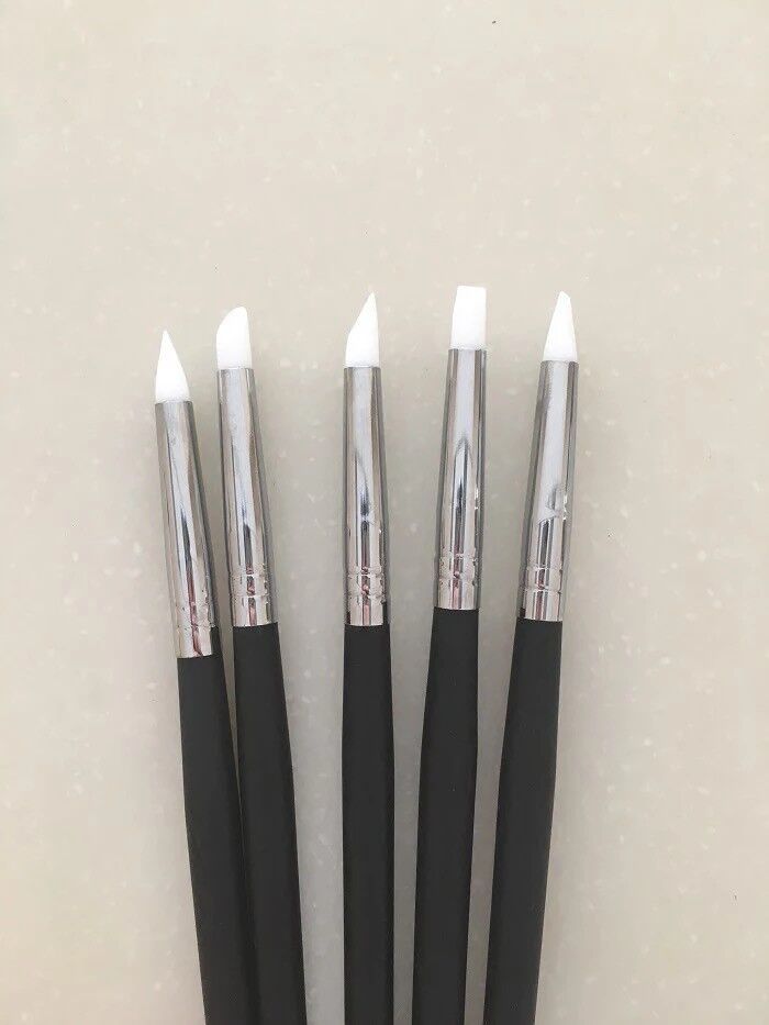 Dental Composite Resin Veneer Cement Porcelain Brushes Silicone Brush Pen 5Pcs