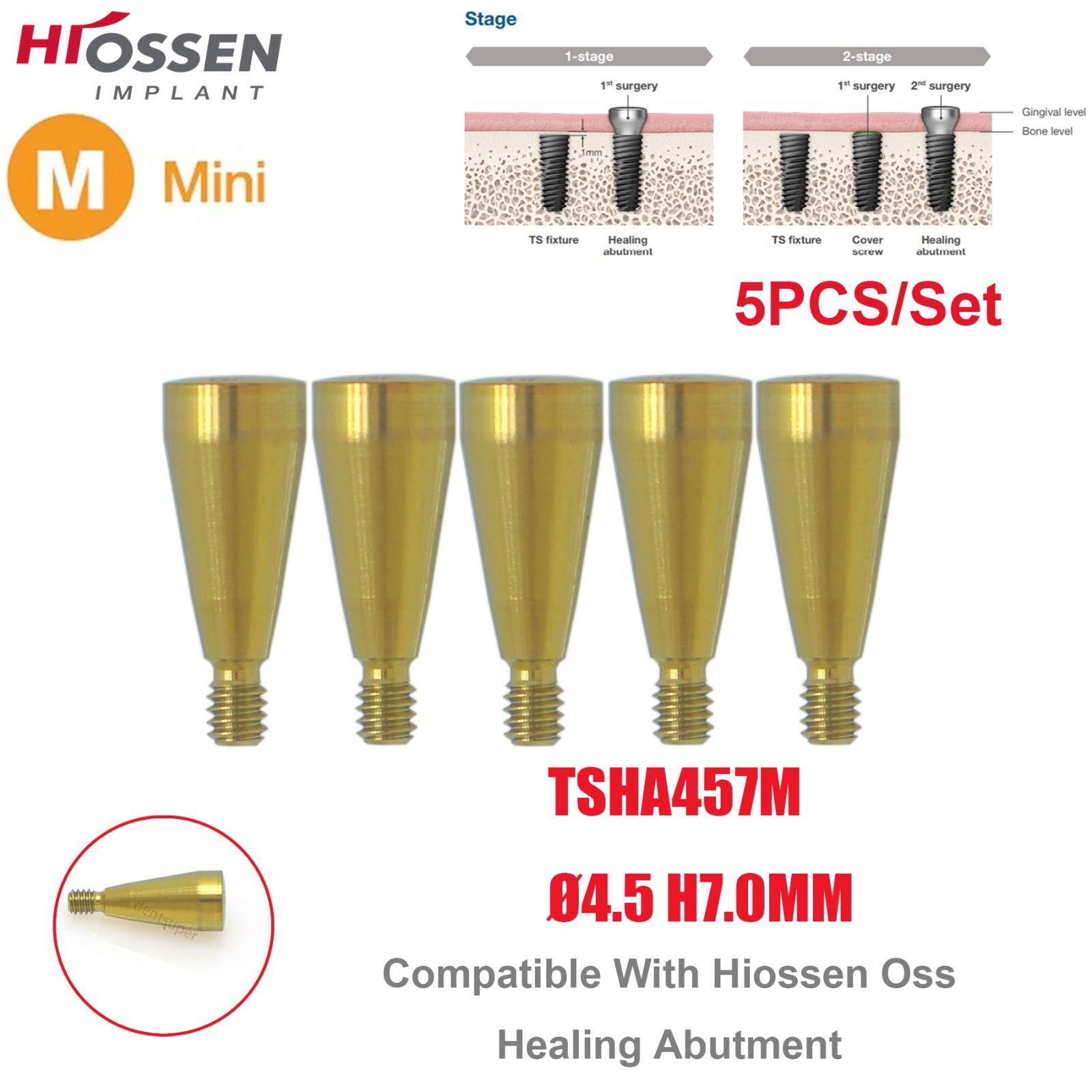US Dental Titanium Mini Healing Abutment & Cover Screw Fits Hiossen ET Osstem TS