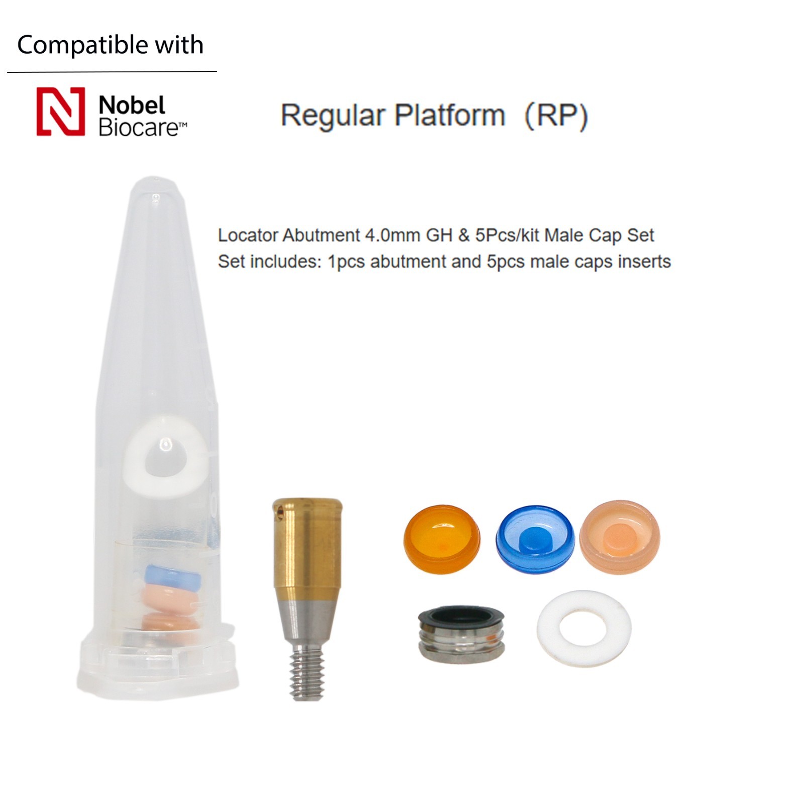 Overdenture Locator Abutment Interna Hex Conical Connection RP for Nobel Biocare