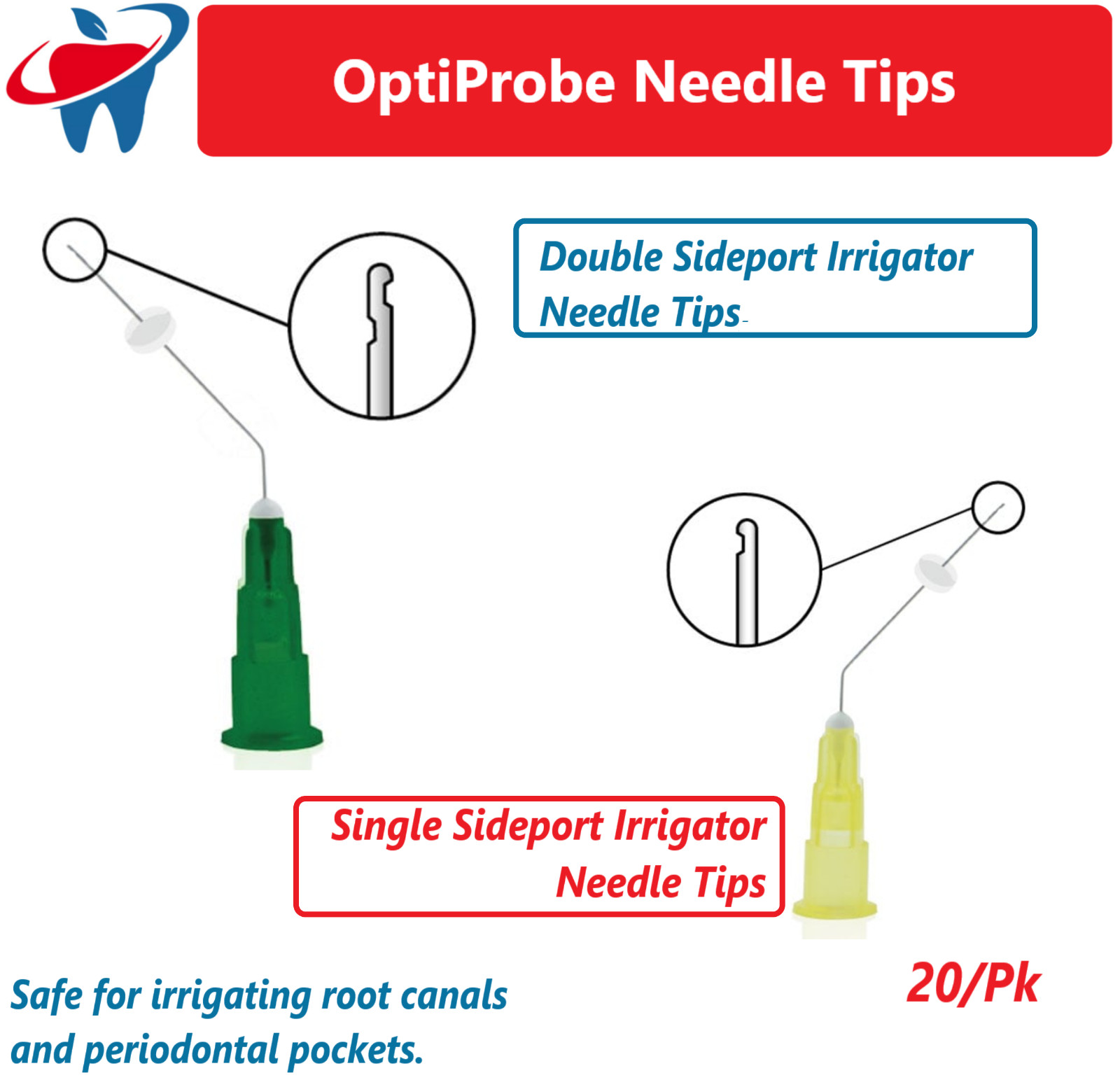 Pac-Dent OptiProbe Irrigator Needle Tips, Double & Single Sideport