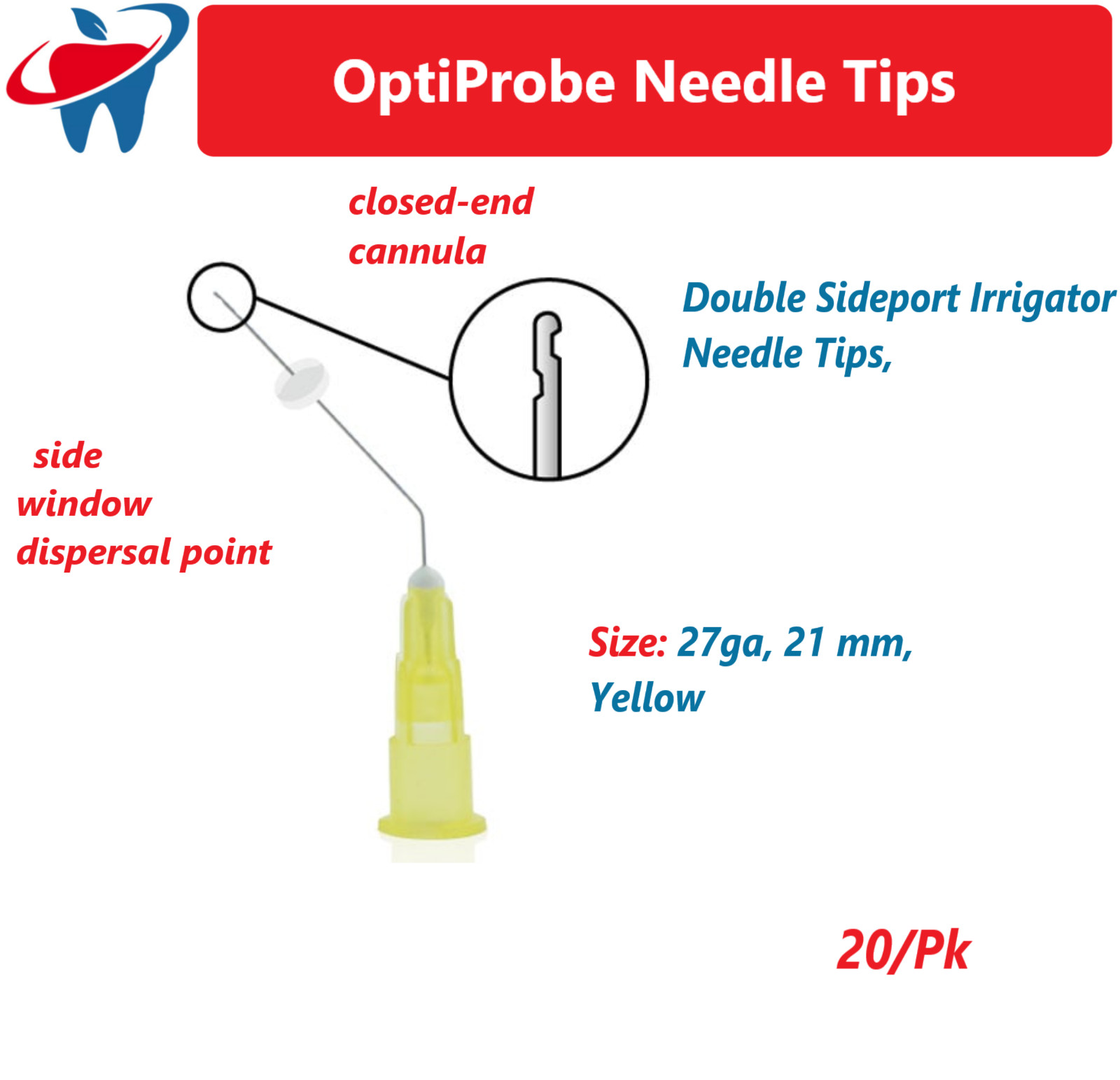 Pac-Dent OptiProbe Irrigator Needle Tips, Double & Single Sideport