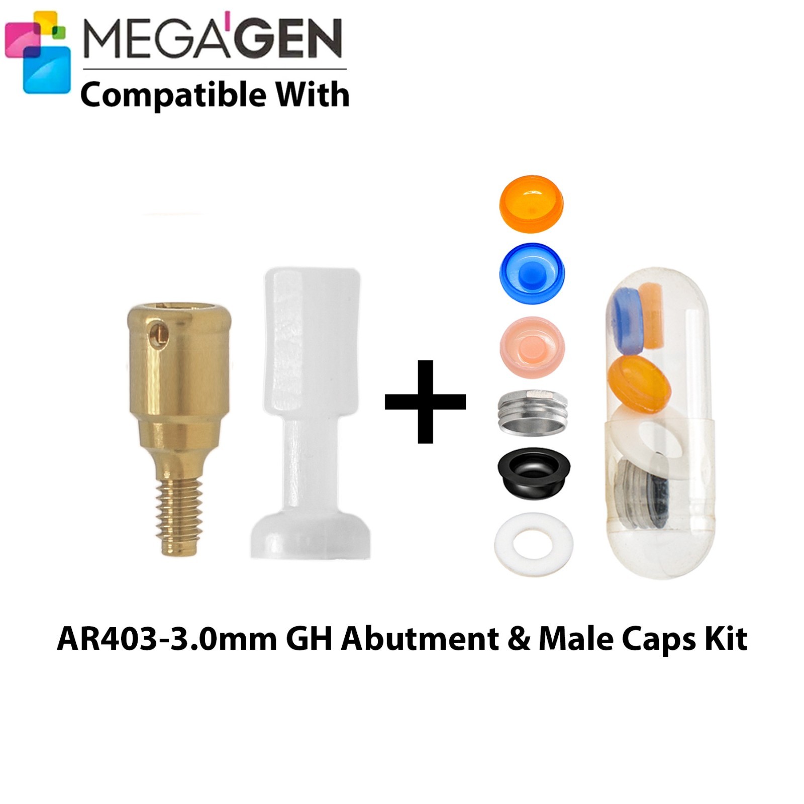 For MegaGen AnyRidge Locator Abutment GH 1-7mm & Overdenture Male Caps Removable