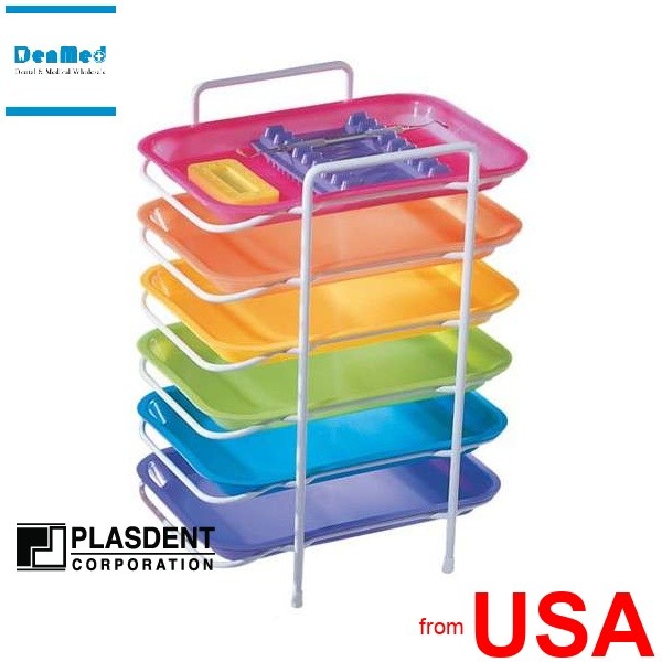 PLASDENT Flat Tray, Size F (Mini)- NEON BLUE, Plastic, 9-5/8in x 6-5/8in 423696