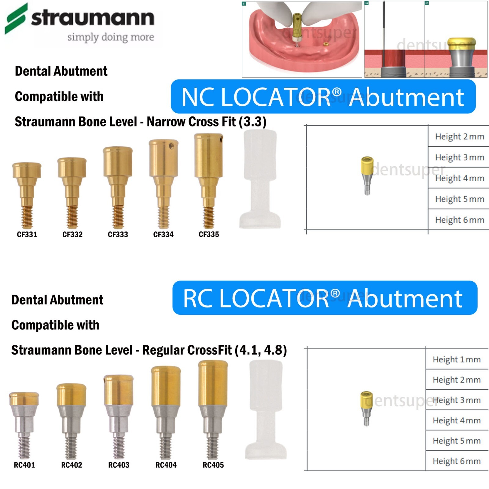 Hiossen/Nobel/Straumann Dental Implant Posts Healing & Locator Abutments Caps