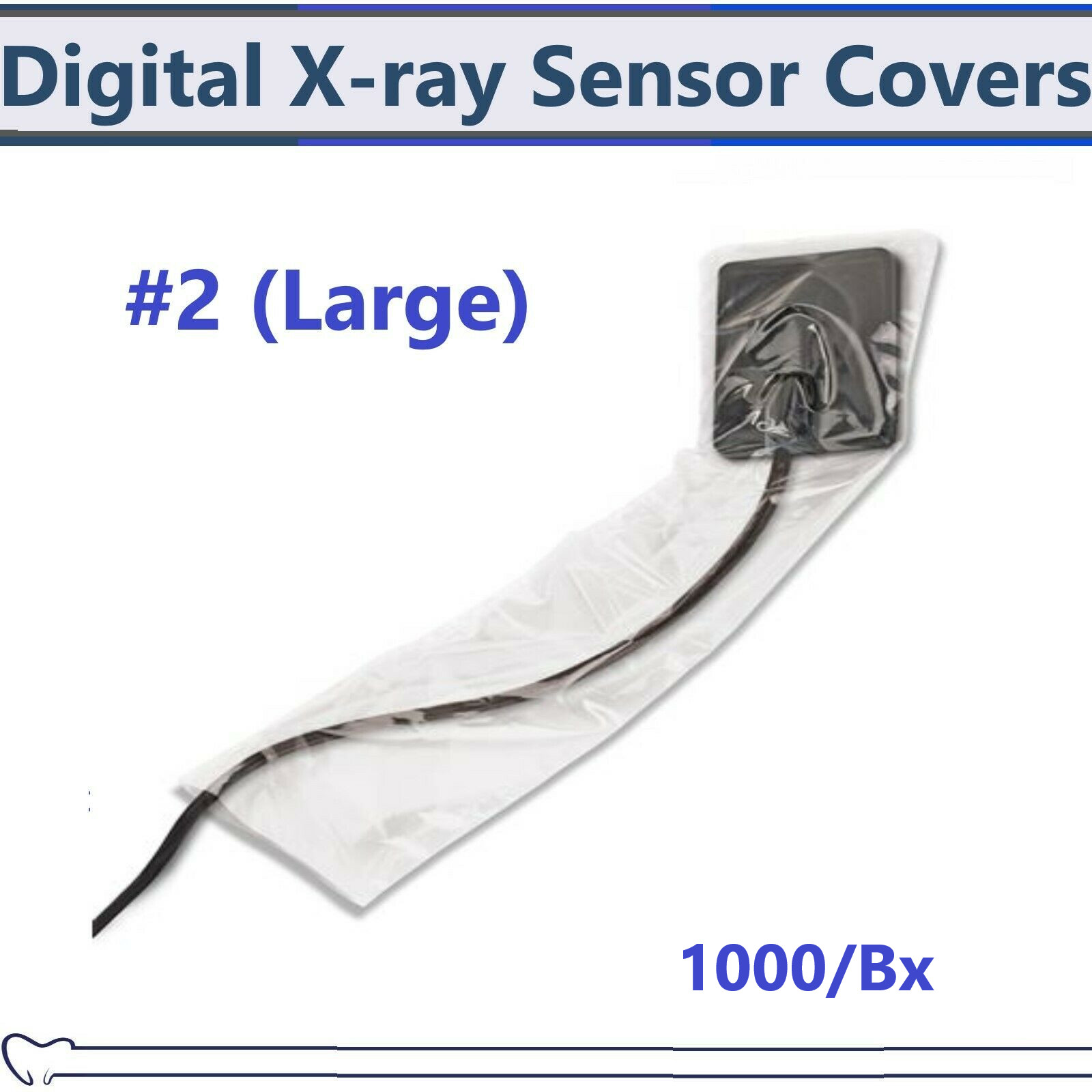 Dental X-Ray Sensor Covers #2, Plastic Sensor Sleeve 1000/Box, 1 5/8” x 8 3/8”