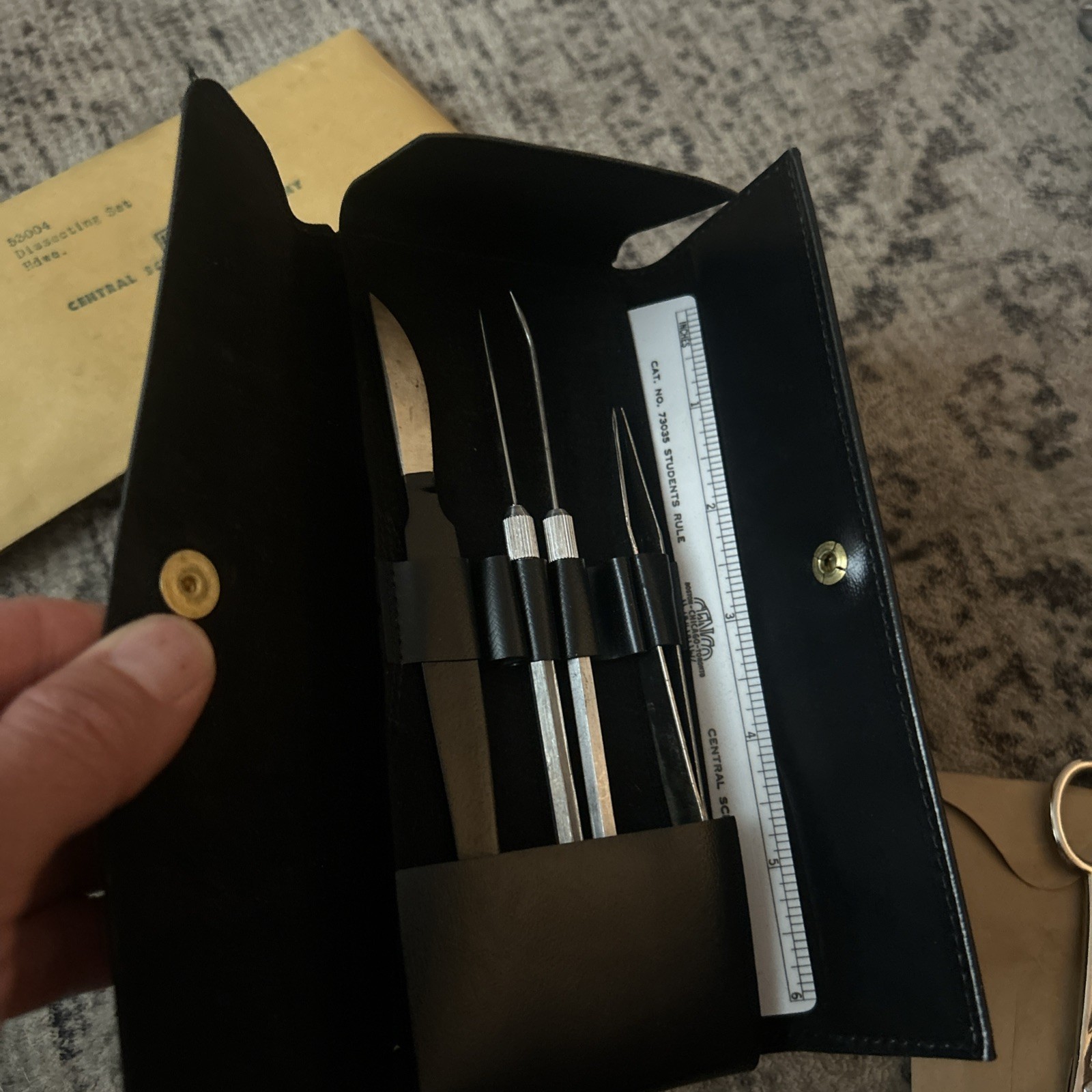Vintage Central Scientific Co Dissection Tool Kit 1960s Black Trifold Case