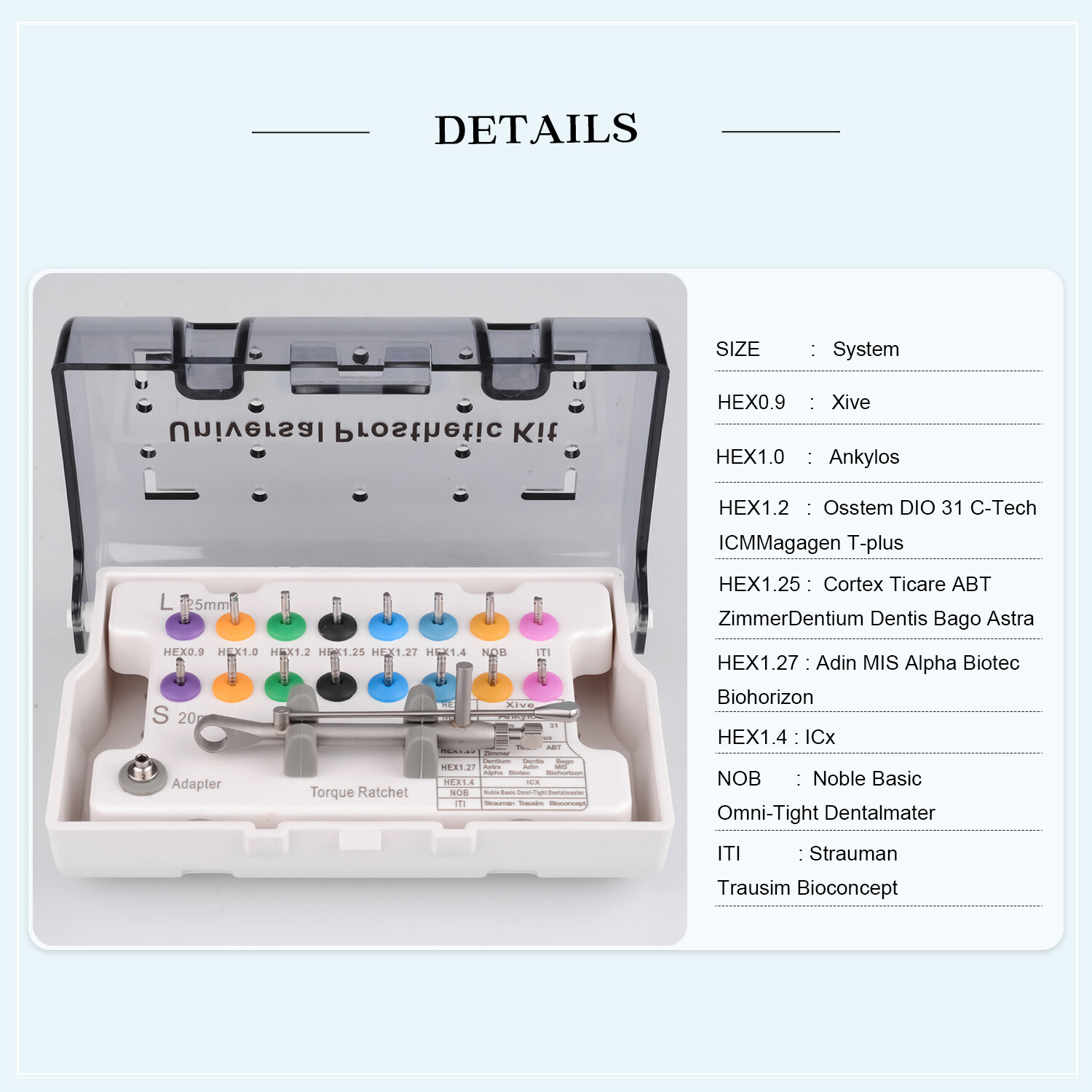 Universal Implant Repair Prosthetic Restoration Tool Kit Screwdrivers Wrench L/S