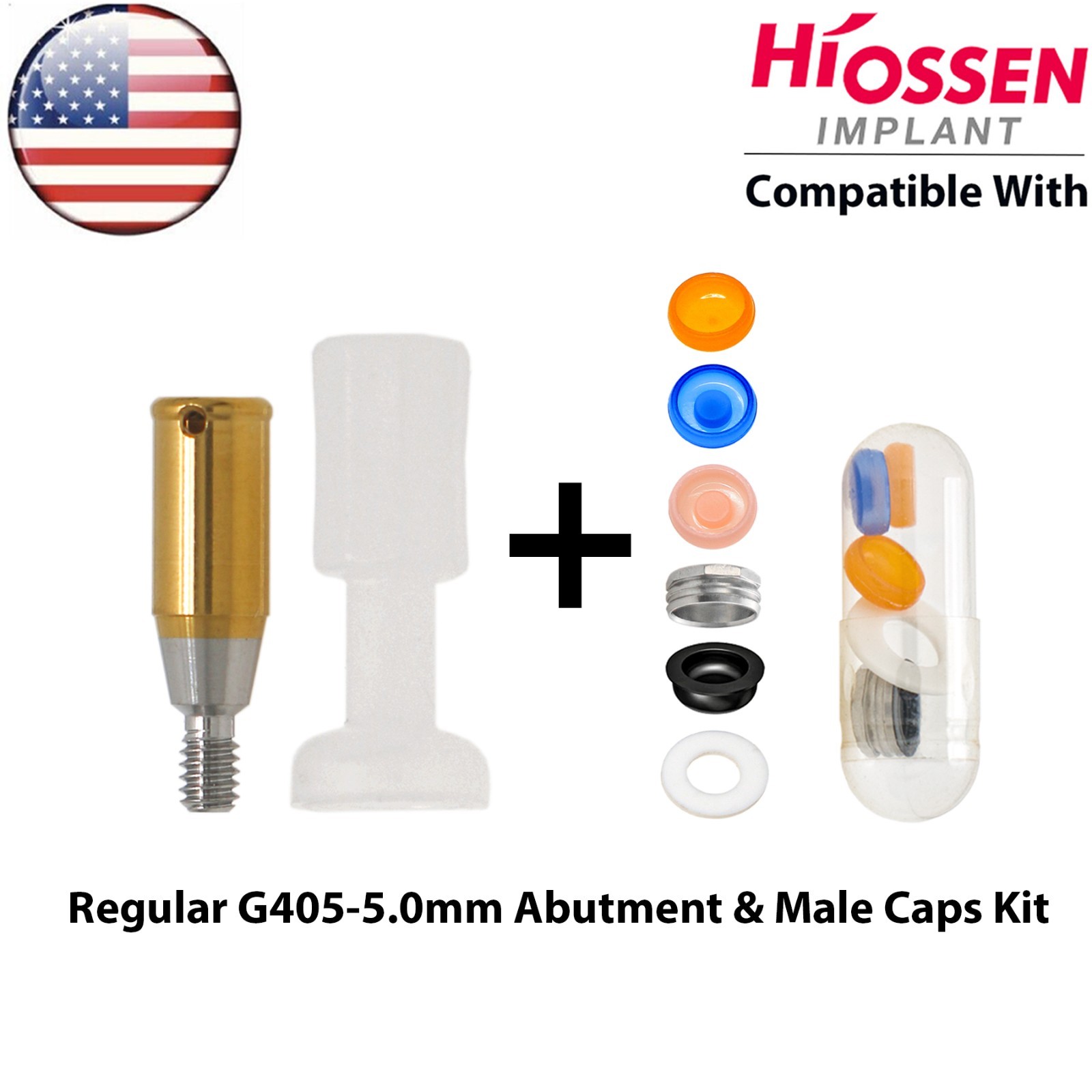 US For Hiossen ET Dental Overdenture Locator Attachment Regular & Male Caps Kit