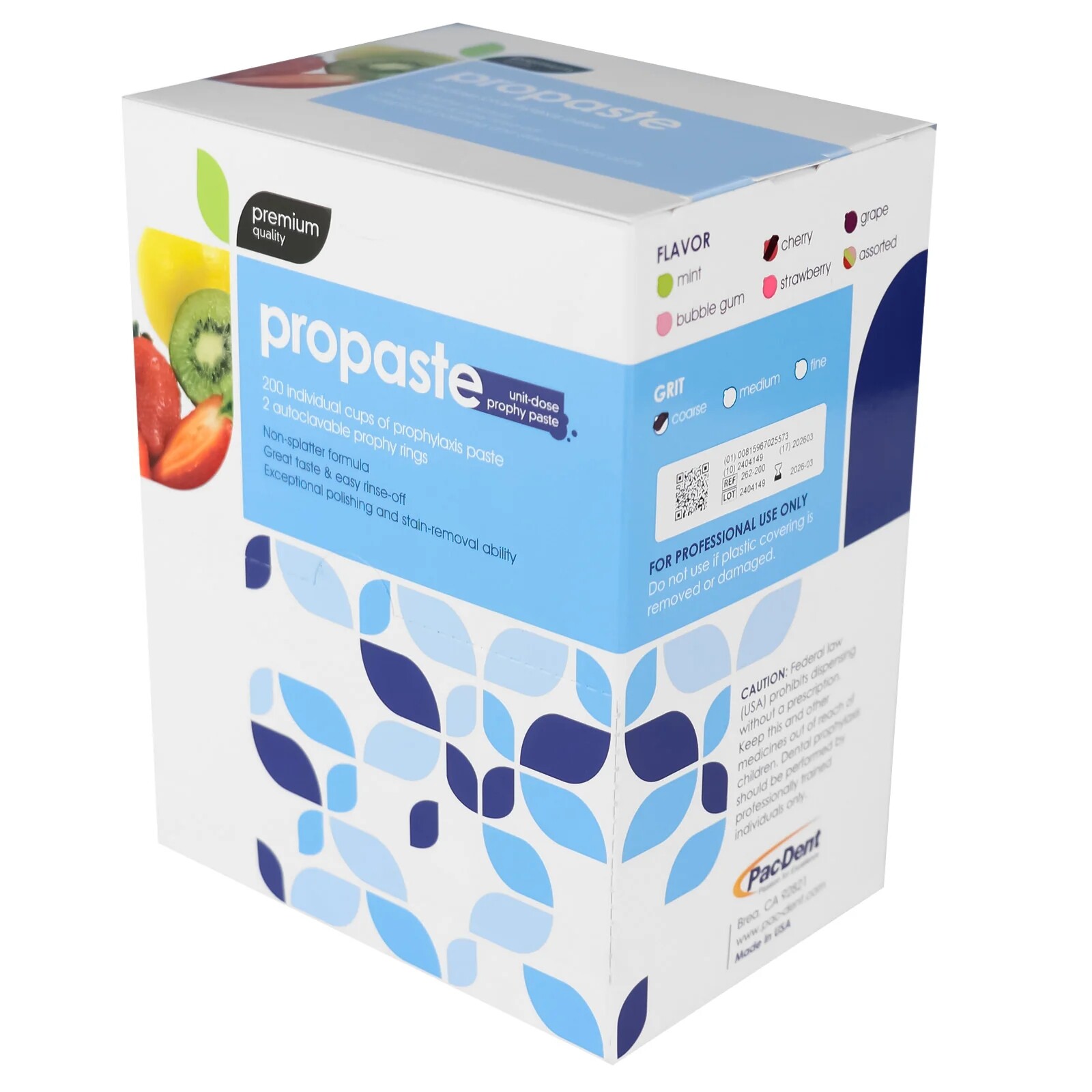 Dental ProPaste Prophy Paste with 2 Plastic Autoclavable Prophy Rings 200 Units