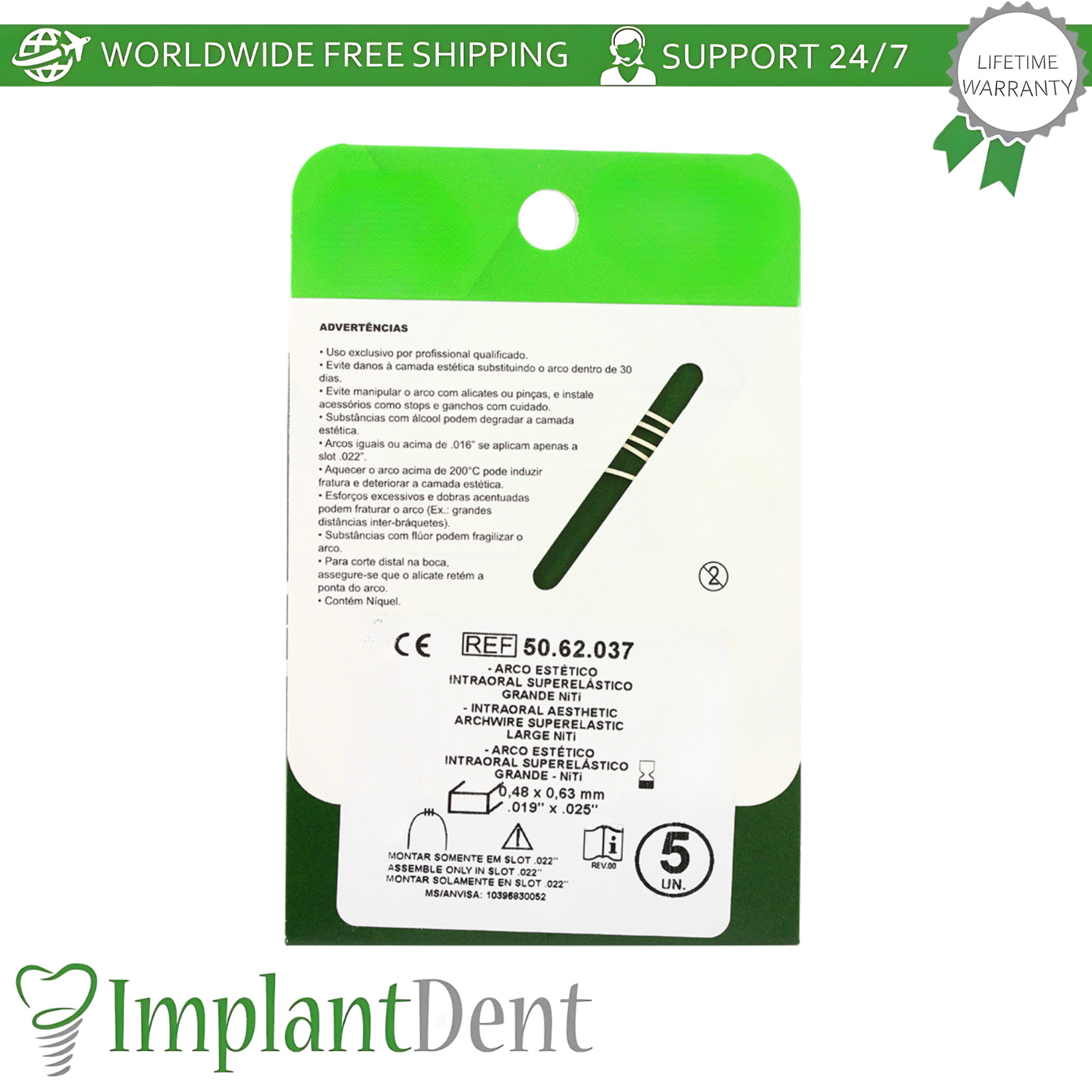 NiTi Superelastic Aesthetic White Rectangular Upper Wire Coated Dental Alignment