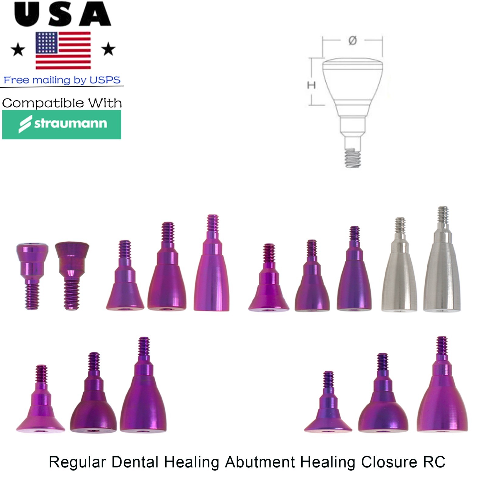 Dental Stage surgery Healing Abutment Cap Cover Screw Closure Fits ITI Straumann