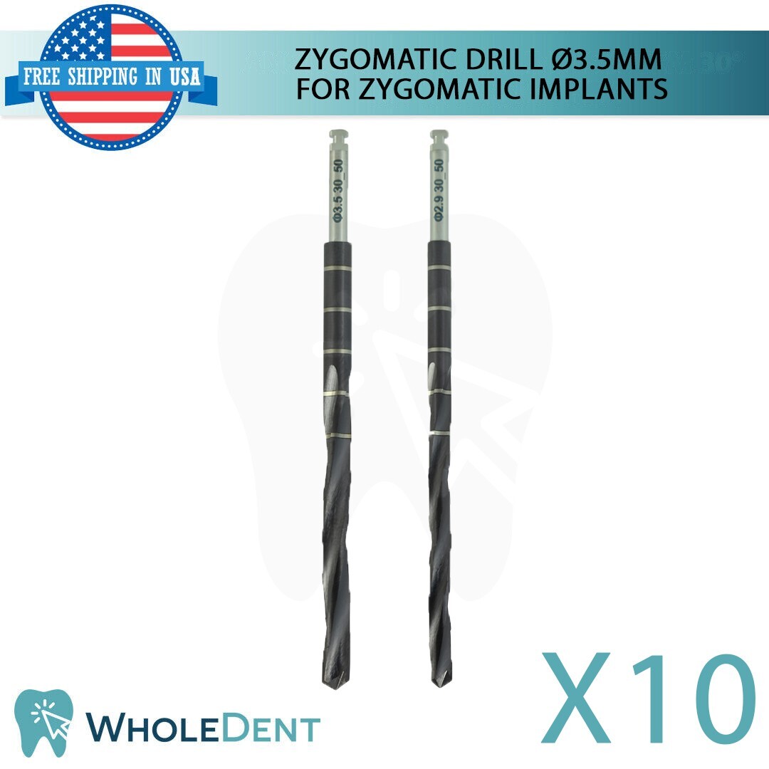 10X Zygomatic Drill Ø3.5mm 54.0mm/86.0 L (Diamond-Like Carbon) coating