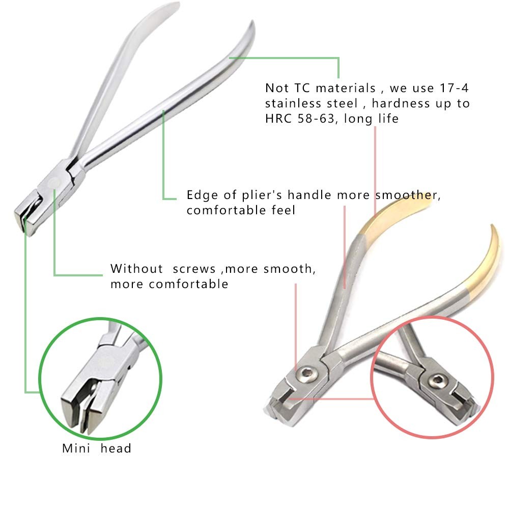 Dental Orthodontic Distal Cutter Plier, Flush Mini head long handle, Sliver
