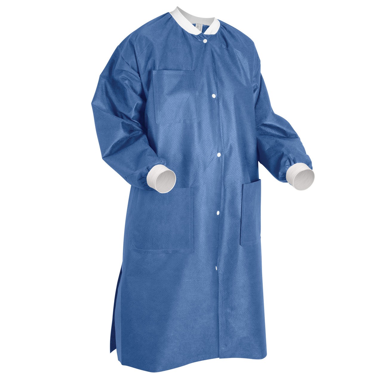 ValuMax 3660TBL ExtraSafe Lab Coats Knee Length True Blue Large 10/Pk