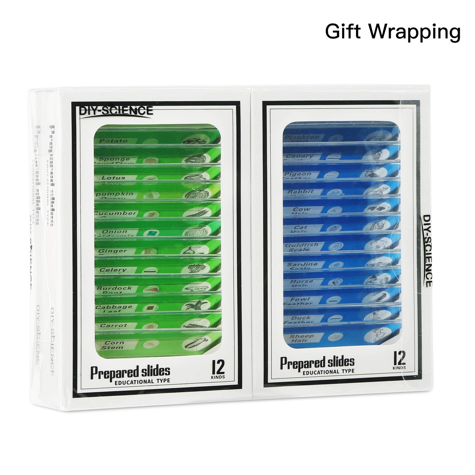 48 Prepared Microscope Slides Set of Animals Insects Plants Flowers, 48pcs