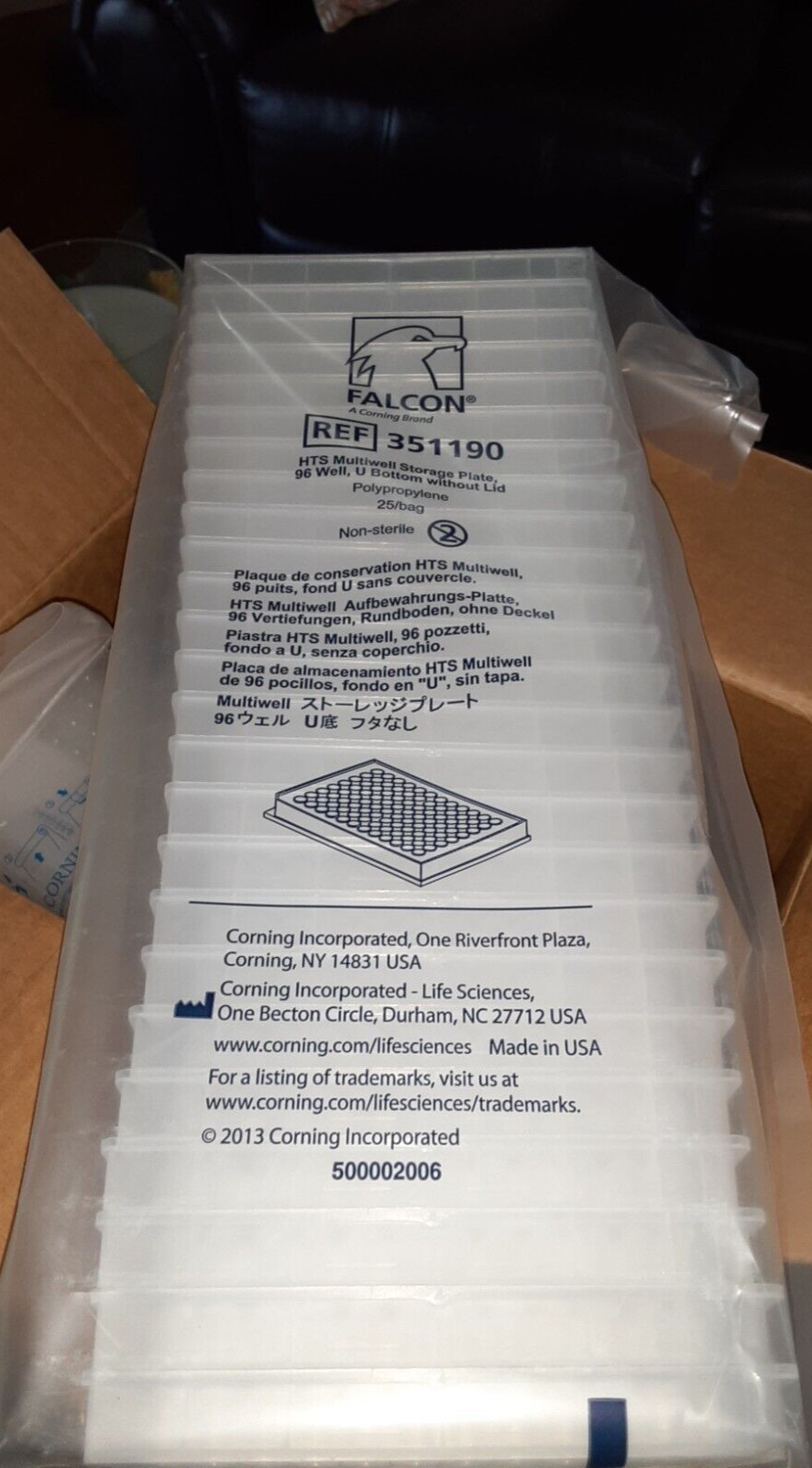 FALCON 96 well Multiwell Storage Plate /U Bottom/ No Lid 925 sealed)351190