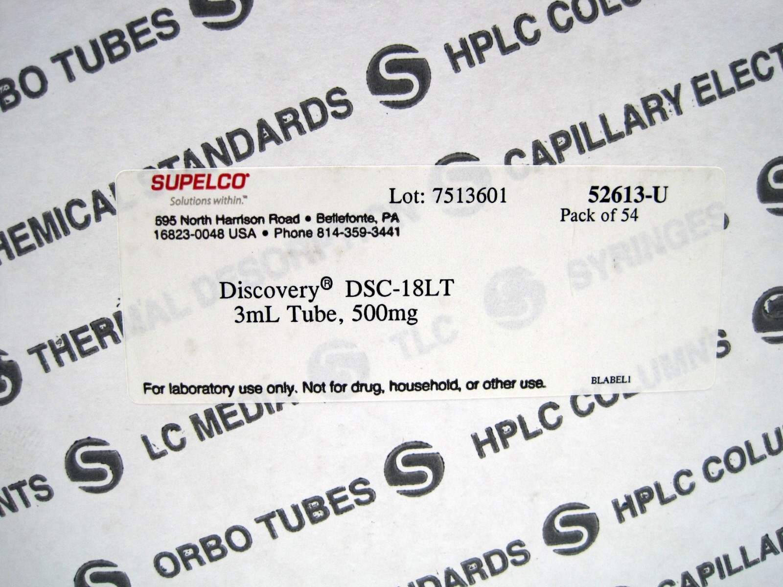 Lot of 72 Supelco Discovery DSC-18Lt SPE Tube 3mL, 500MG NEW! 52613-U