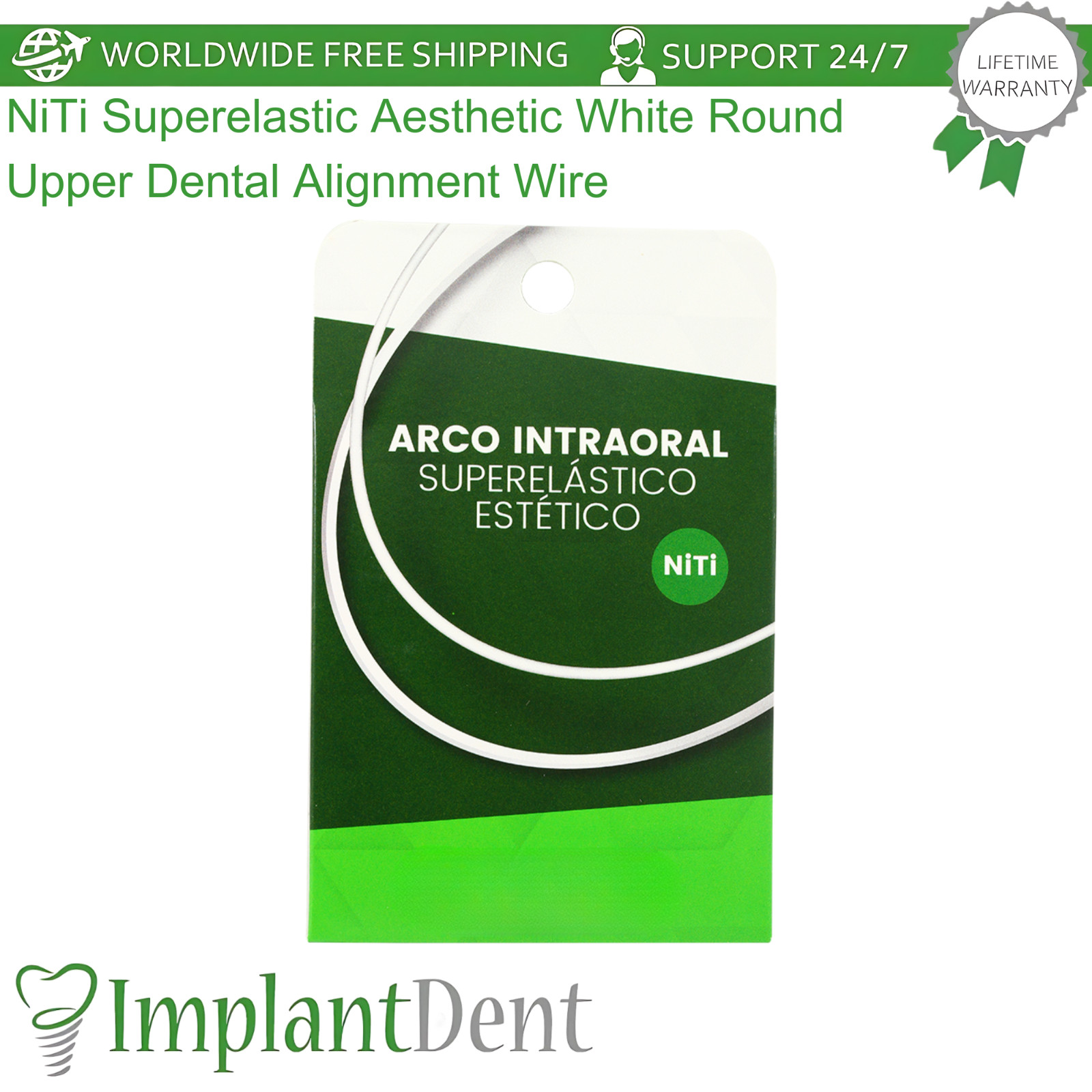 NiTi Superelastic Aesthetic White Round Upper Wire Coated Dental Alignment