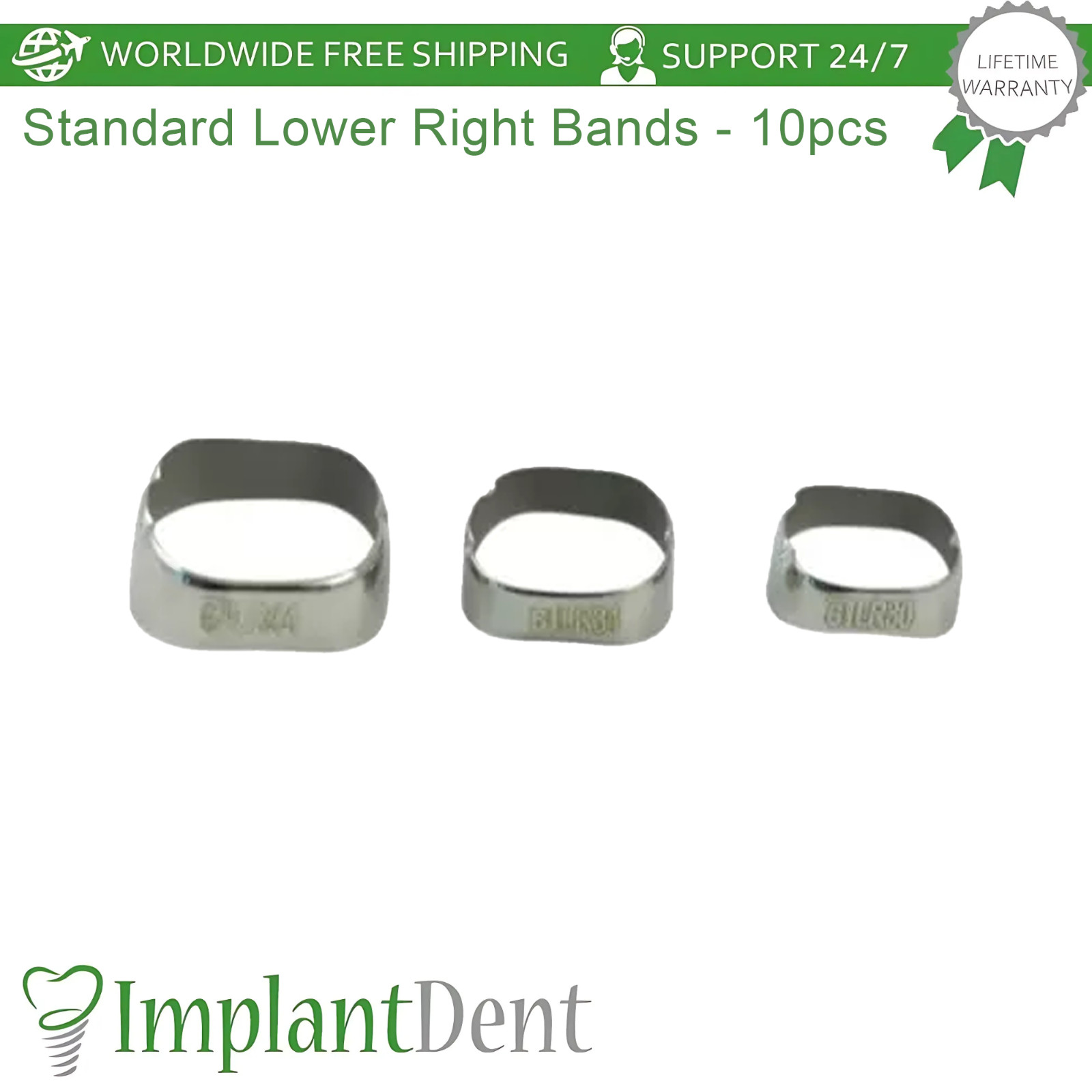 Dental Molar Standard Lower Right Bands 10pcs Stainless Steel Braces Span Ortho