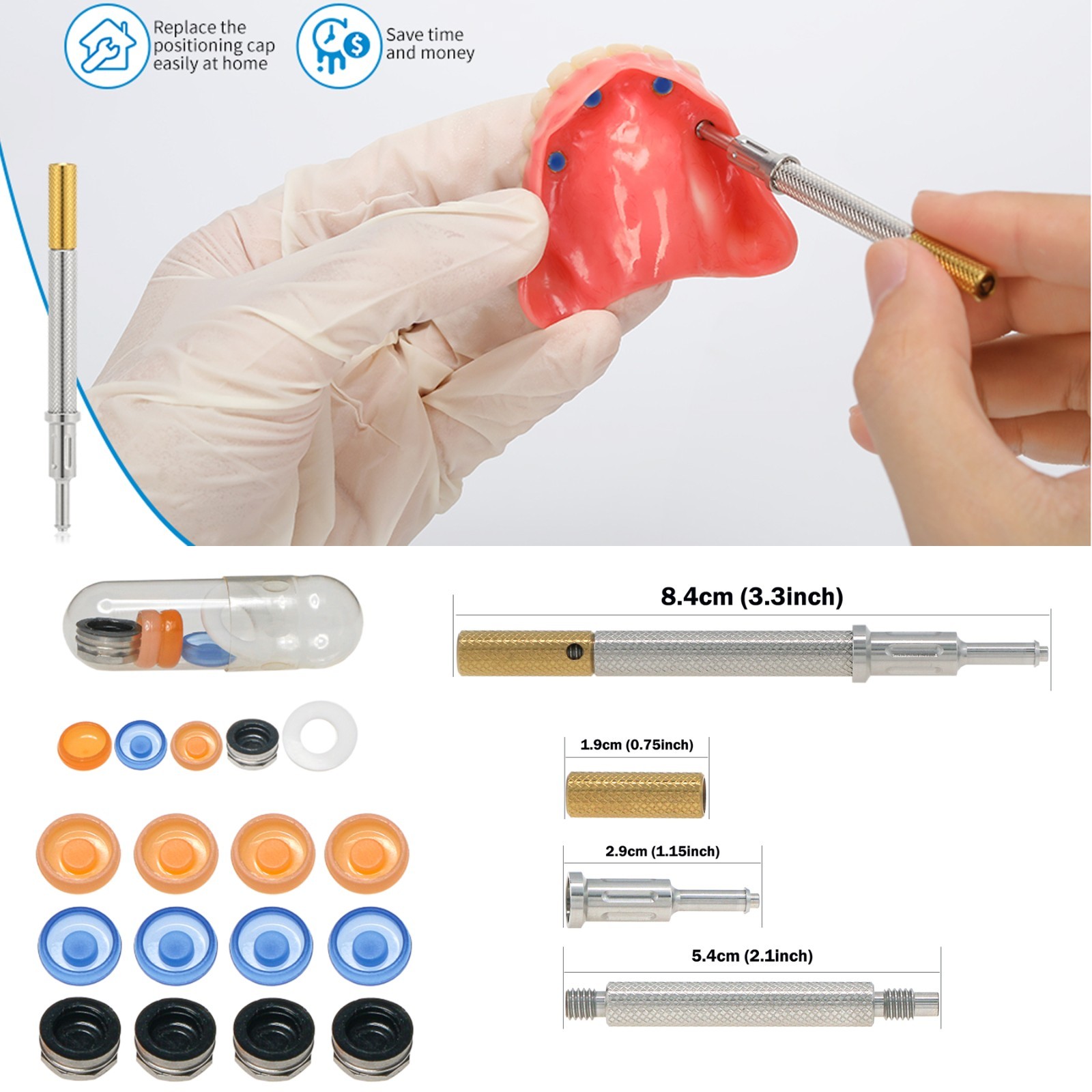 US Universal Implant Retention Caps Set Insertion Extraction Remove Core Tool