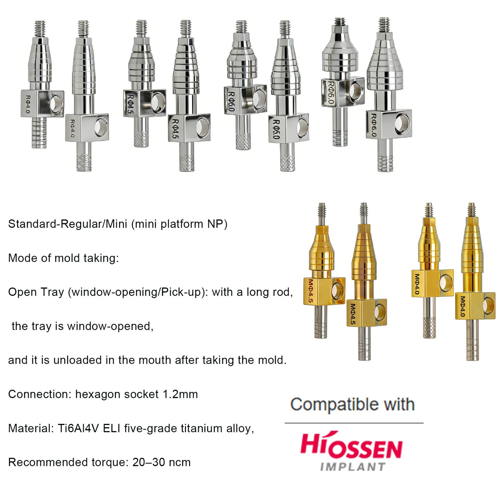 Dental Prosthetic Hiossen ET ScanBody impression coping Lab analog straight part