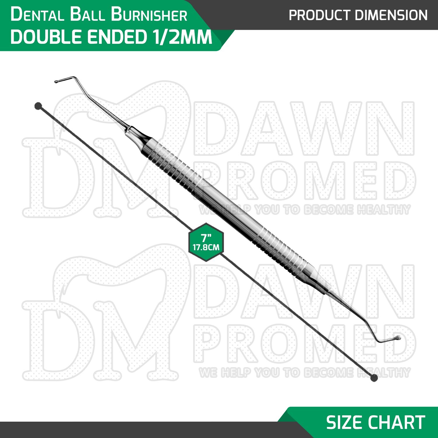3 Pcs Dental Ball Burnisher Double Ended 1mm-2mm Restorative Amalgam Filling Set