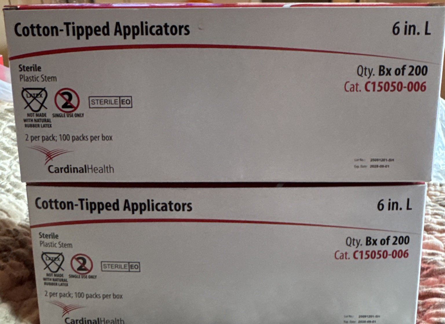 Sterile Cardinal Health Cotton-Tipped Applicators 4 New In Box 400 Pk. 800 Total