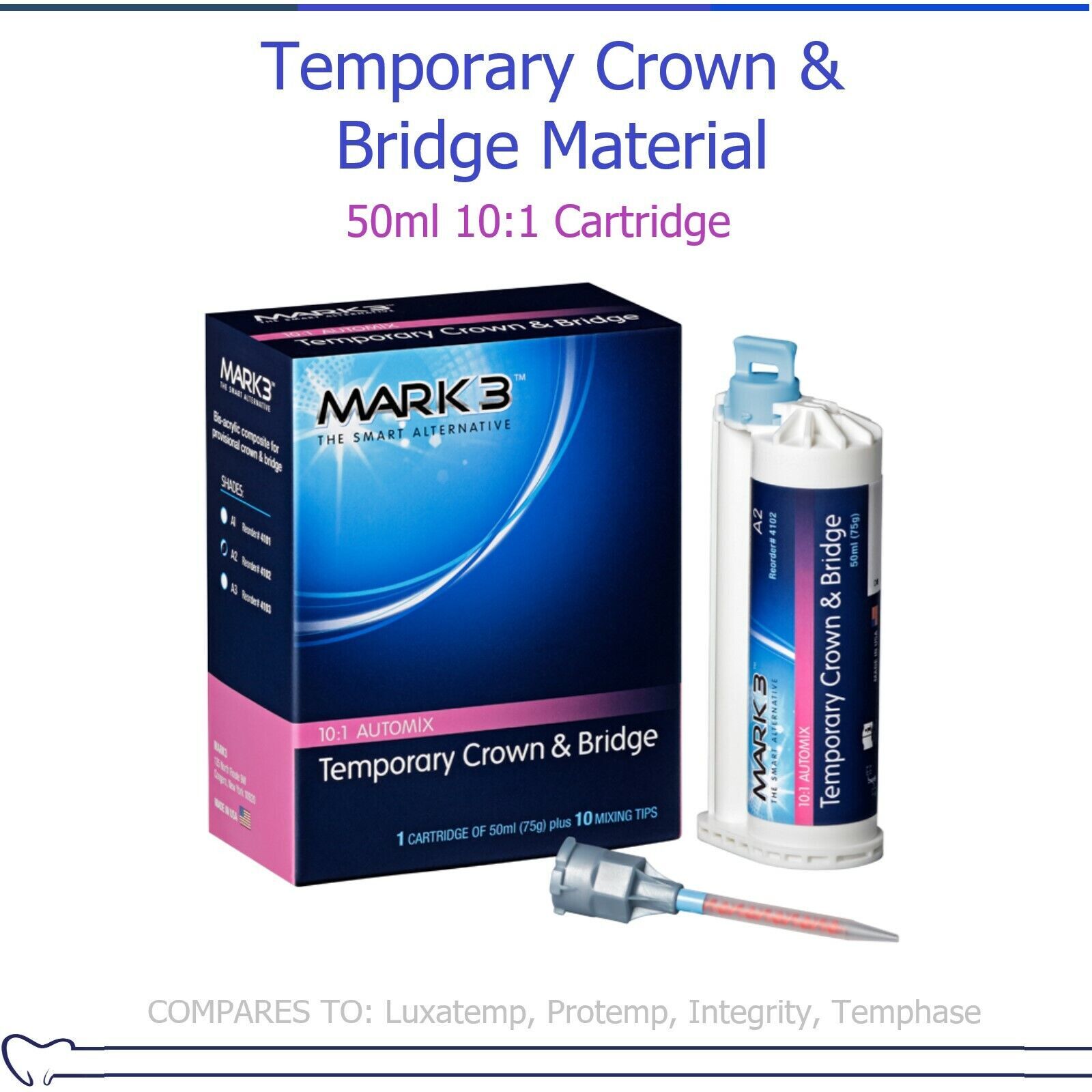 Temp Crown and Br Material 50ml 10:1 Cat All Shades