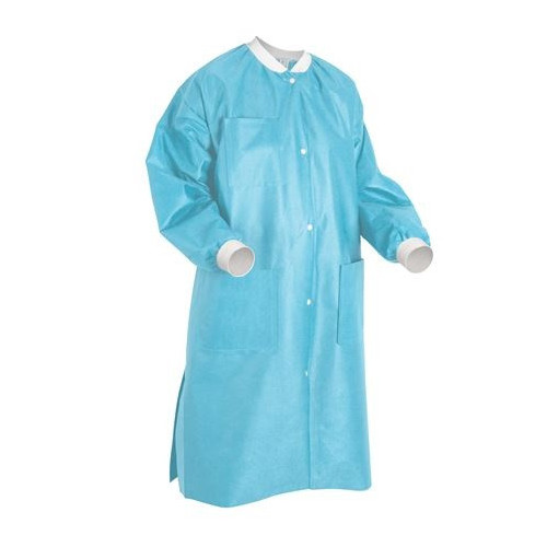 ValuMax 3660SBS Extra-Safe Lab Coats Knee Length Sky Blue Small 10/Pk