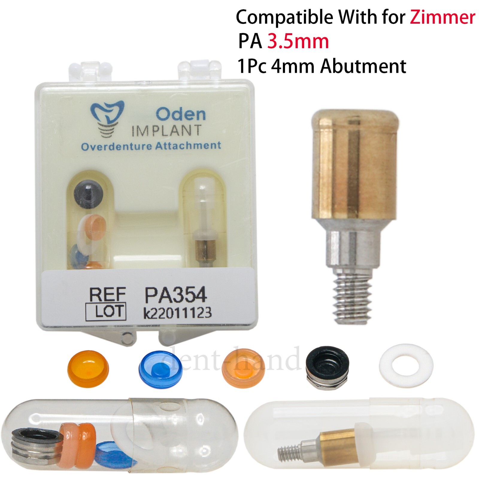 Dental Attachment Abutments PAØ3.5mm & Male Cap Tool for Zimmer AH=3/4/5mm