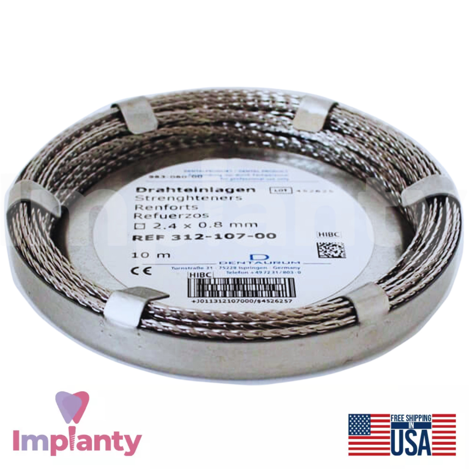 Dental Strengtheners Twisted Flat Roll Stainless Steel 2.4mm x 0.8mm Size