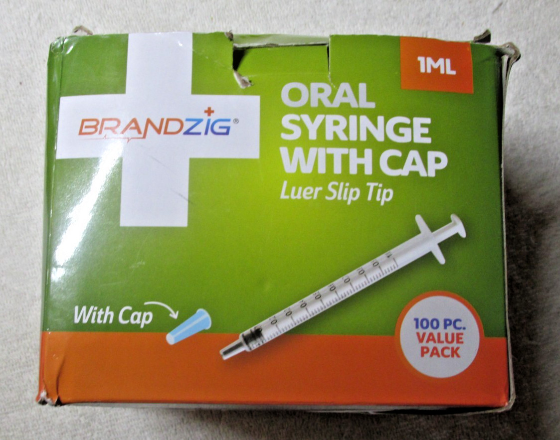 1ml Syringe with Cap (100 Pack) | Oral Dispenser Without Needle, T-32